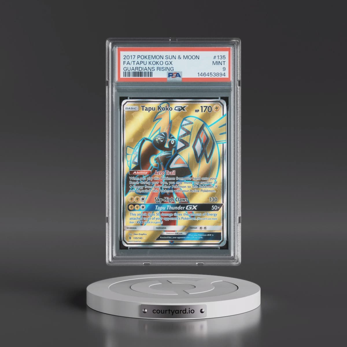 2017 Pokémon Sun & Moon Guardians Rising #135 Tapu Koko GX - Holo Full Art (PSA 9 MINT)