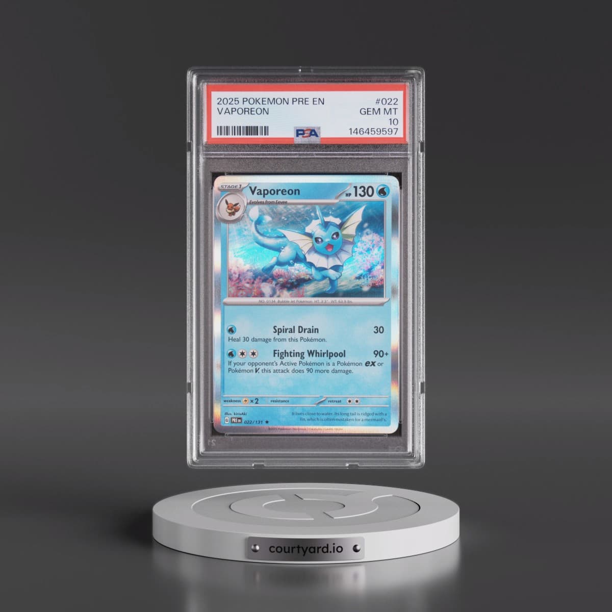 2025 Pokémon Pre EN-Prismatic Evolutions #022 Vaporeon (PSA 10 GEM MINT)