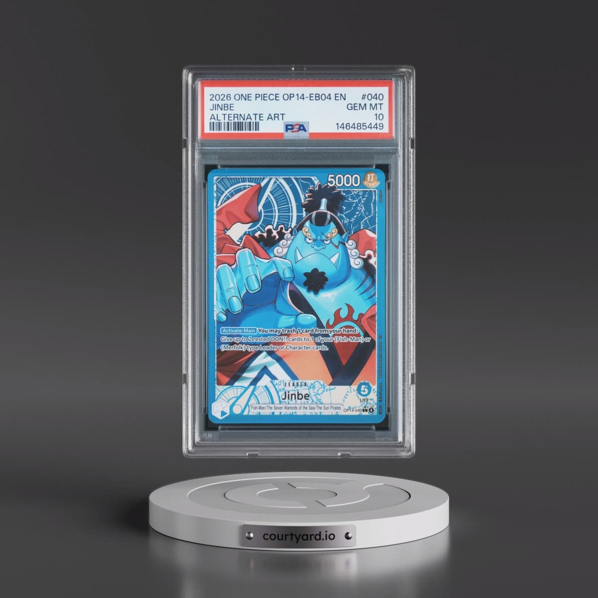 2026 One Piece OP14-EB04-the Azure Sea's Seven #040 Jinbe - Alternate Art (PSA 10 GEM MINT)