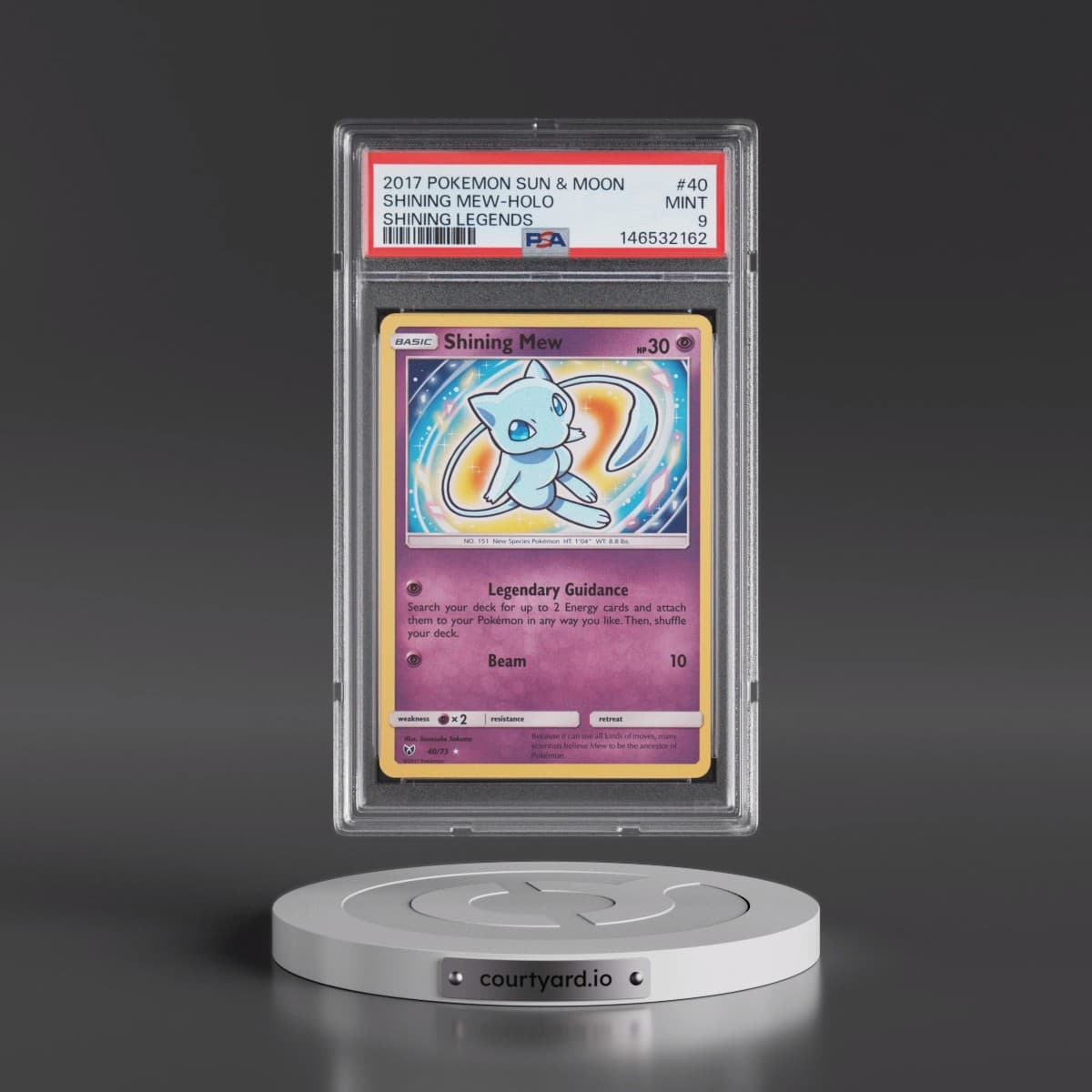 2017 Pokémon Sun & Moon Shining Legends #40 Shining Mew - Holo Holo (PSA 9 MINT)