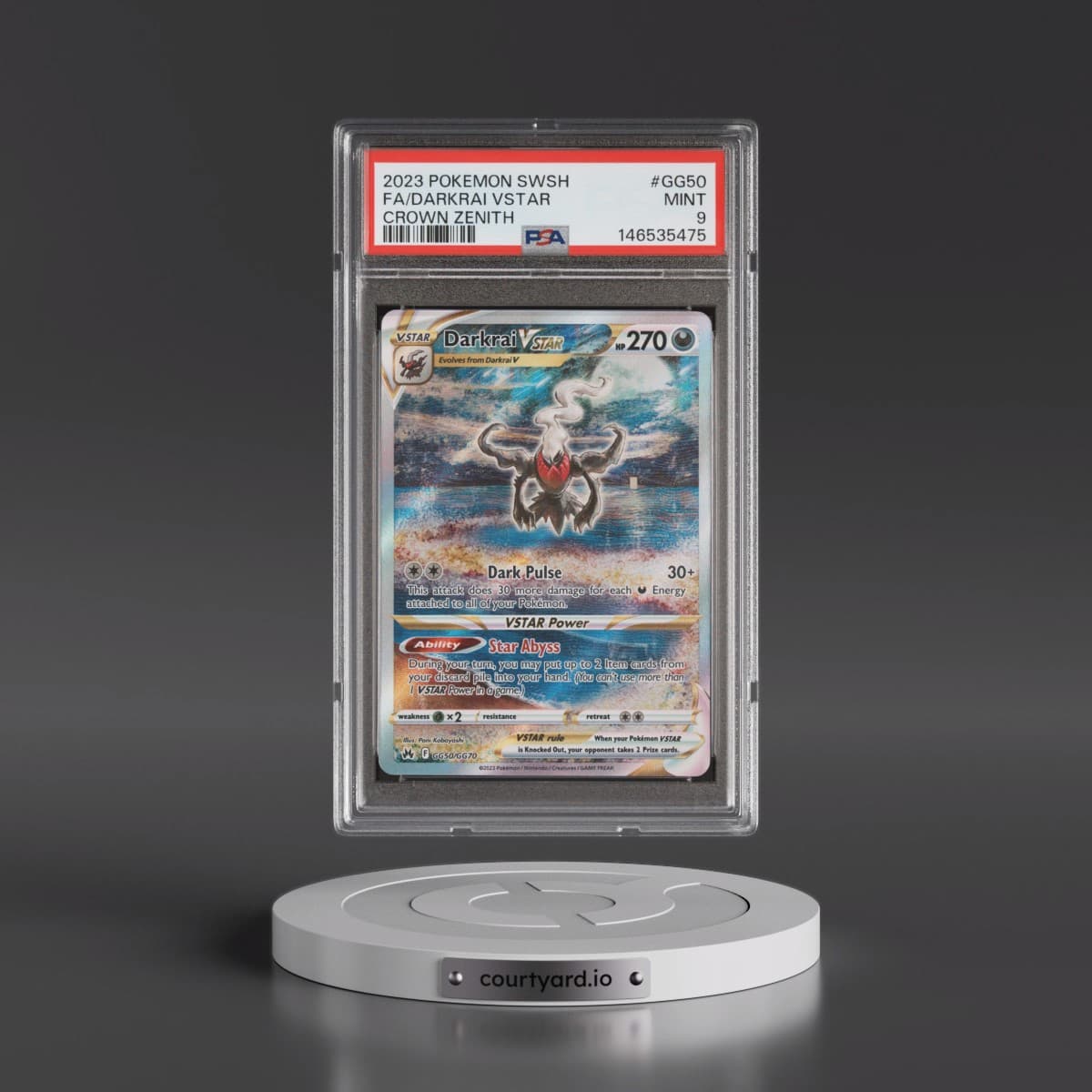 2023 Pokémon Sword and Shield Crown Zenith #GG50 Darkrai Vstar - Full Art (PSA 9 MINT)