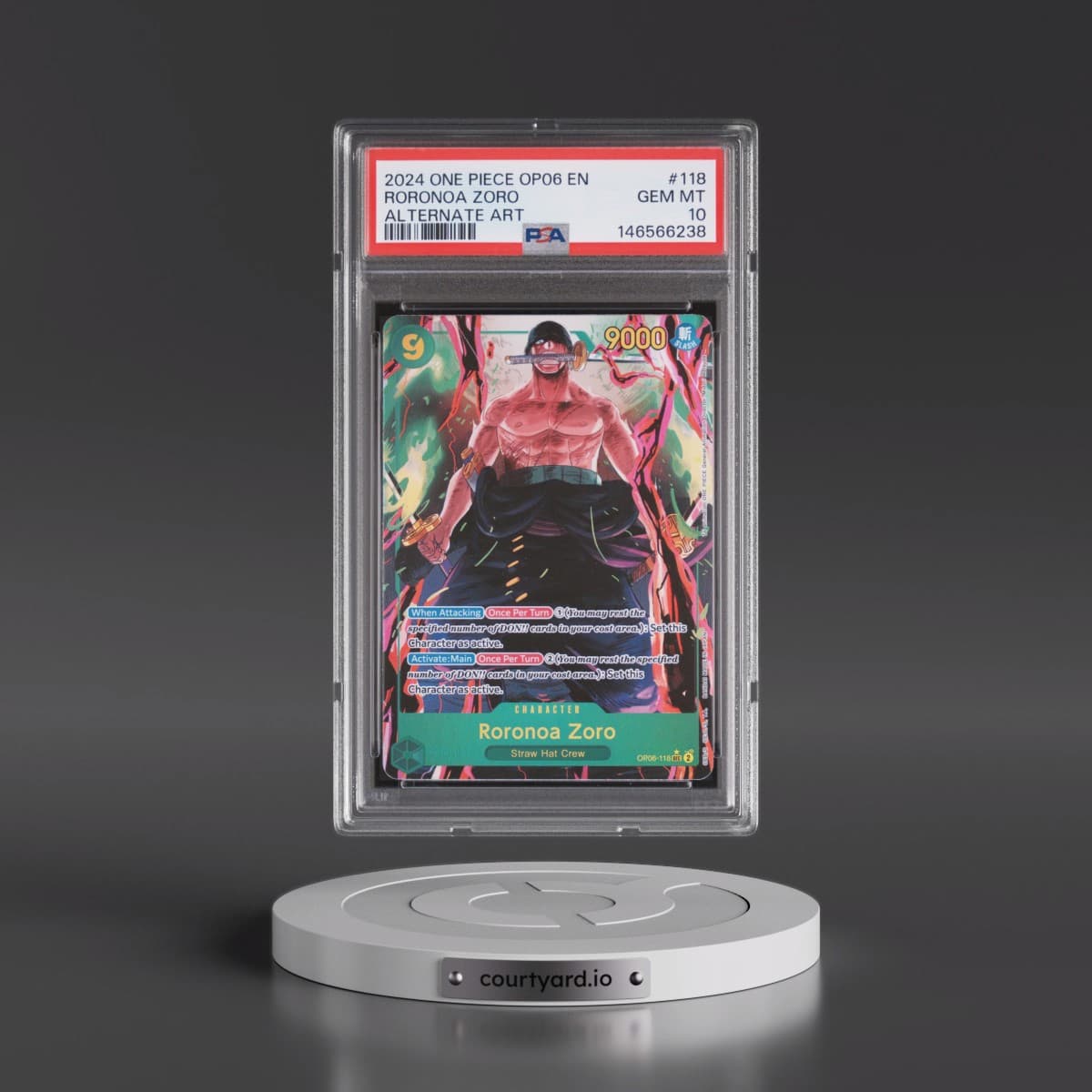 2024 One Piece OP06-Wings of the Captain #118 Roronoa Zoro - Alternate Art (PSA 10 GEM MINT)