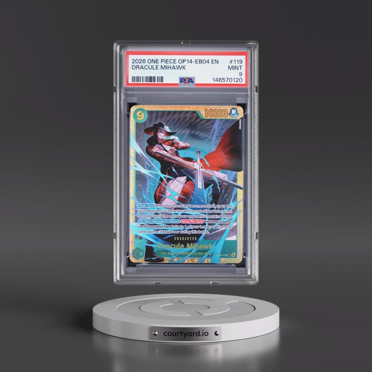 2026 One Piece OP14-EB04-the Azure Sea's Seven #119 Dracule Mihawk (PSA 9 MINT)