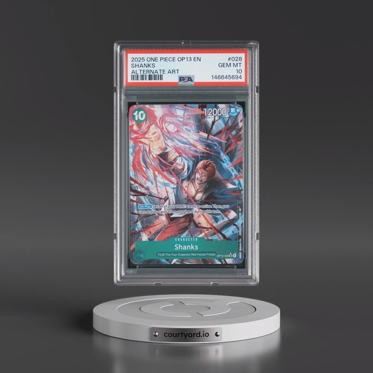 2025 One Piece OP13-Carrying on His Will #028 Shanks - Alternate Art (PSA 10 GEM MINT)