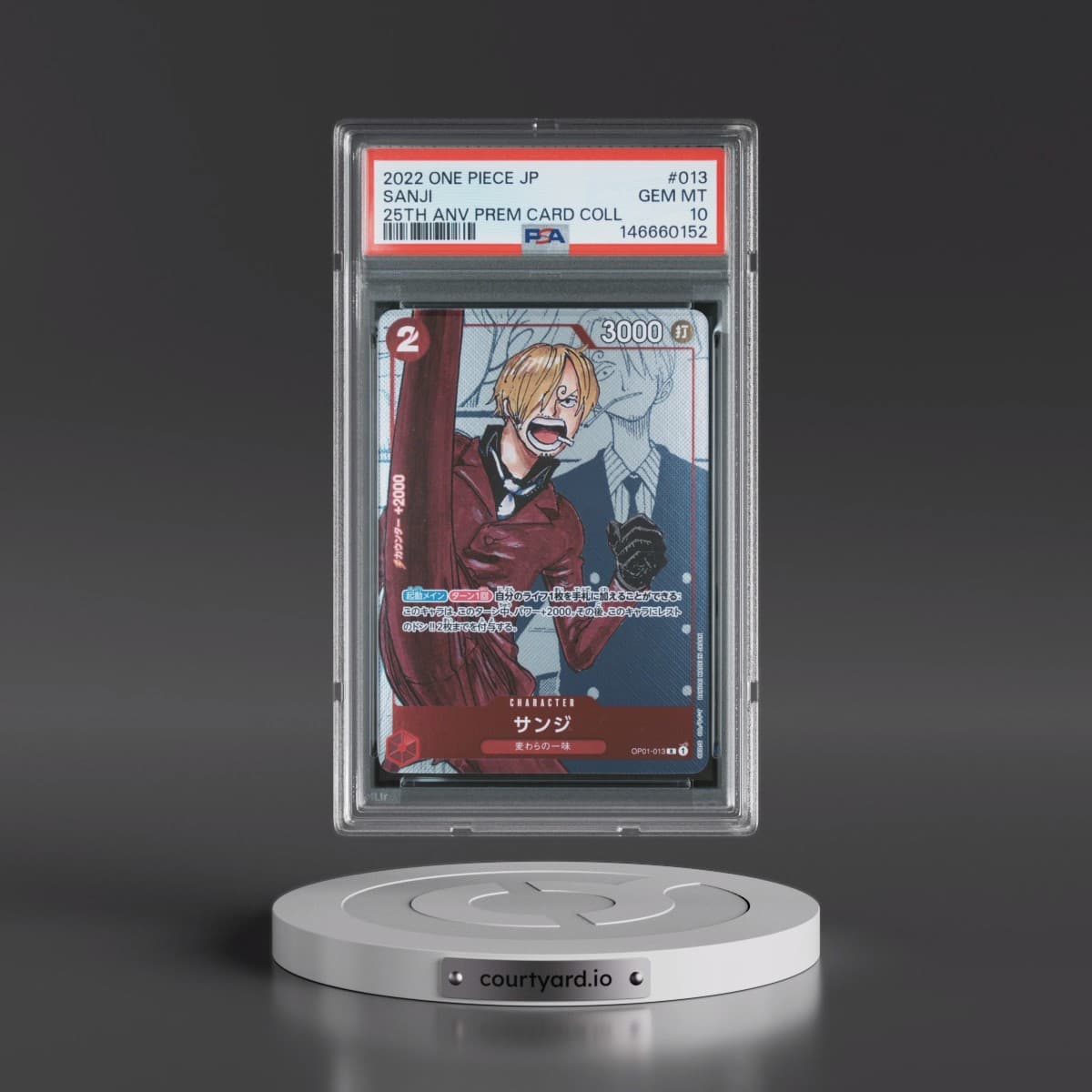 2022 One Piece Japanese 25th Anniversary Premium Card Collection #013 Sanji (PSA 10 GEM MINT)
