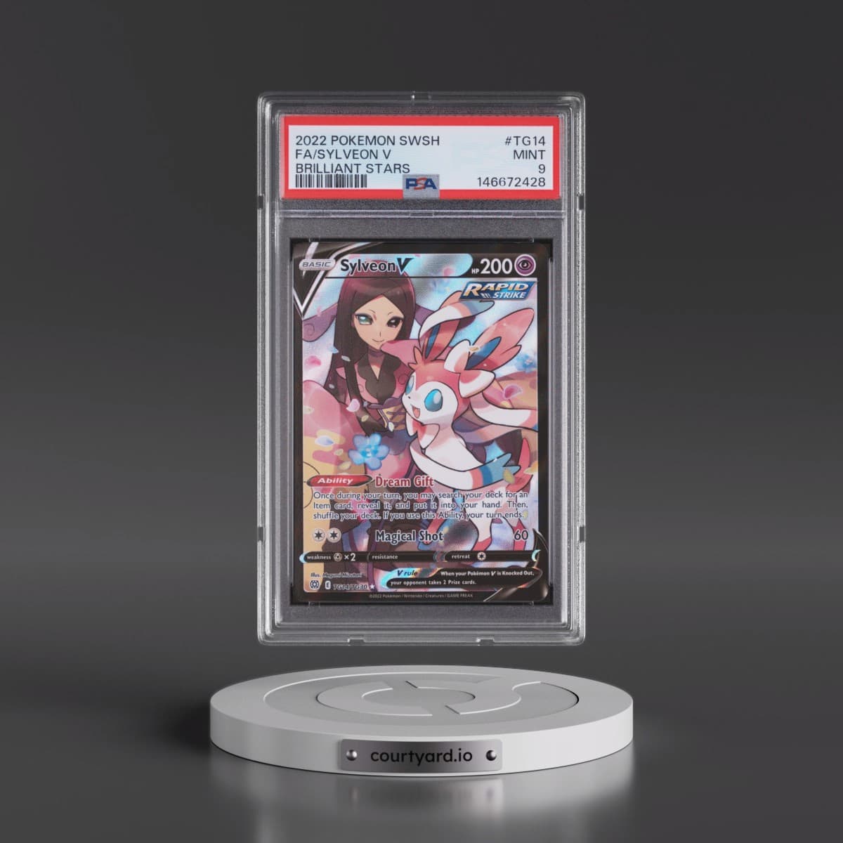 2022 Pokémon Sword & Shield Brilliant Stars #TG14 Sylveon V - Holo Full Art (PSA 9 MINT)