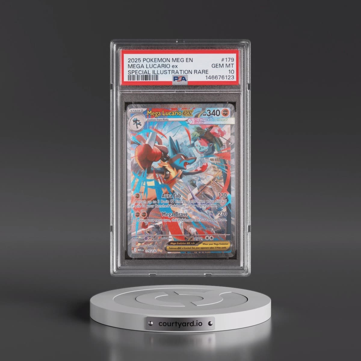 2025 Pokémon Meg EN-Mega Evolution #179 Mega Lucario EX - Holo Special Illustration Rare (PSA 10 GEM MINT)