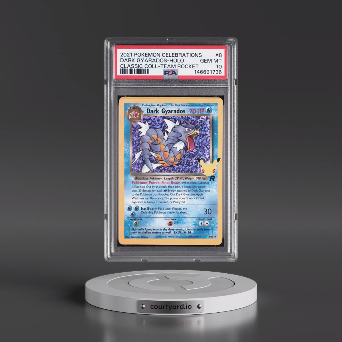 2021 Pokémon Celebrations Classic Collection #8 Dark Gyarados - Holo (PSA 10 GEM MINT)