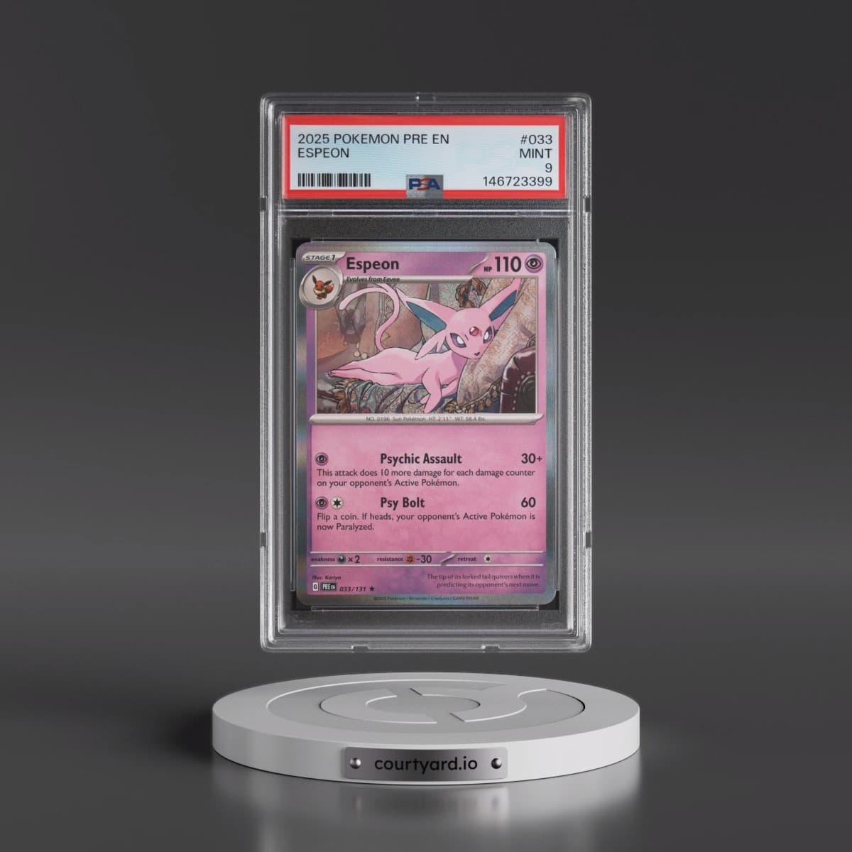 2025 Pokémon Pre EN-Prismatic Evolutions #033 Espeon (PSA 9 MINT)
