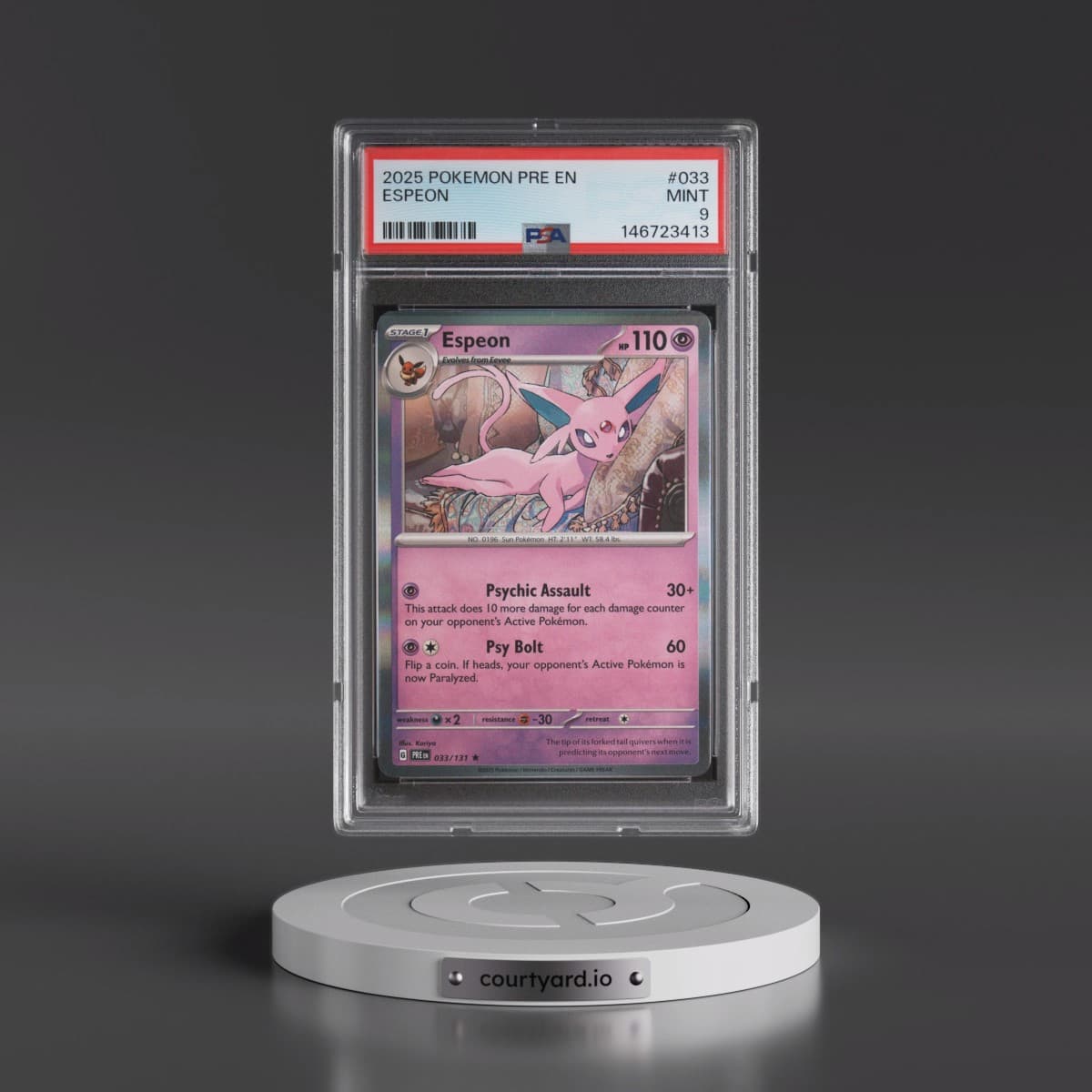 2025 Pokémon Pre EN-Prismatic Evolutions #033 Espeon (PSA 9 MINT)
