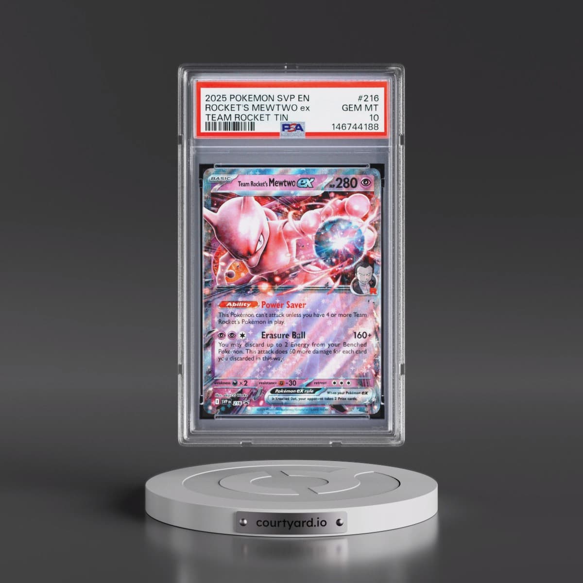 2025 Pokémon Svp EN-SV Black Star Promo #216 Team Rocket's Mewtwo EX - Holo Team Rocket Tin (PSA 10 GEM MINT)