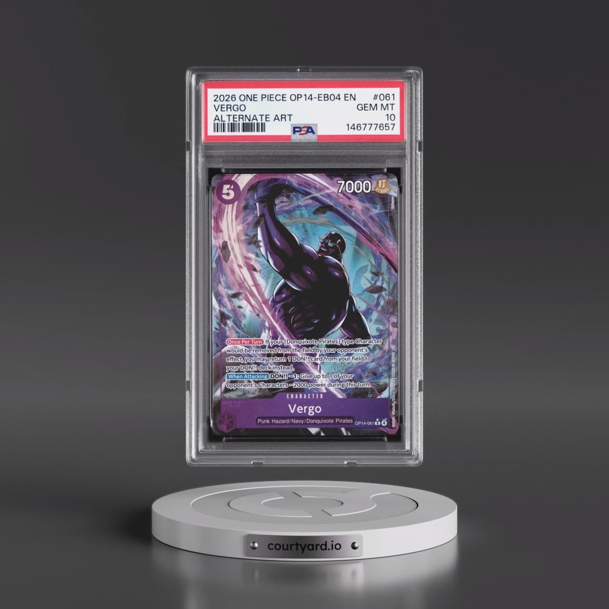2026 One Piece OP14-EB04-the Azure Sea's Seven #061 Vergo - Alternate Art (PSA 10 GEM MINT)