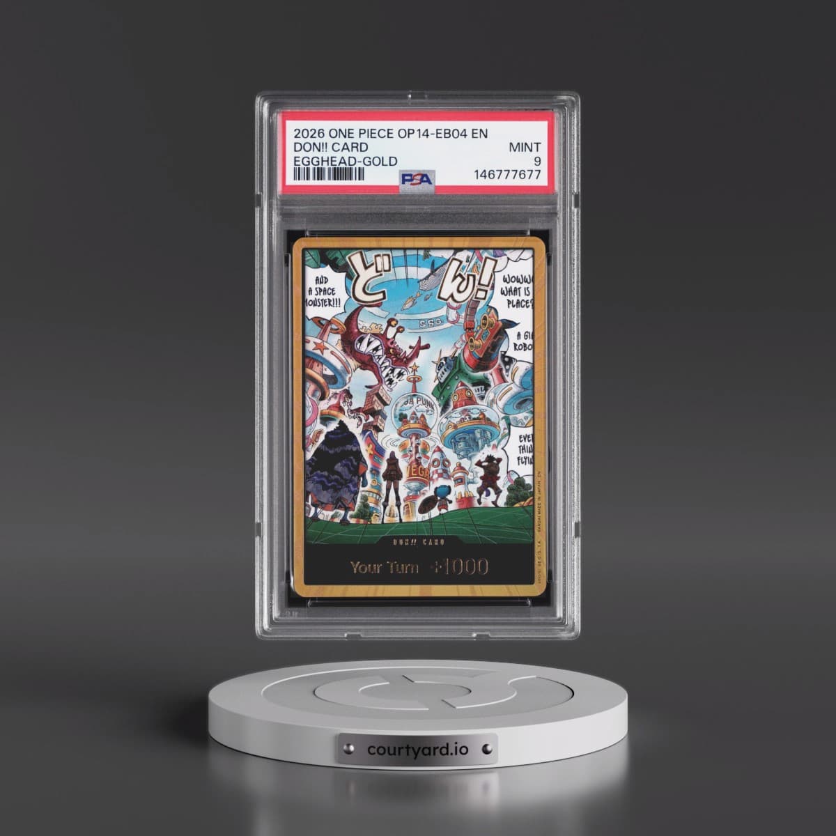 2026 One Piece OP14-EB04-the Azure Sea's Seven Don!! Card - Egghead-Gold (PSA 9 MINT)