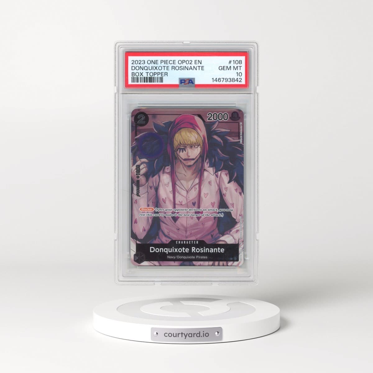 2023 One Piece Paramount War #108 Donquixote Rosinante - Box Topper (PSA 10 GEM MINT)