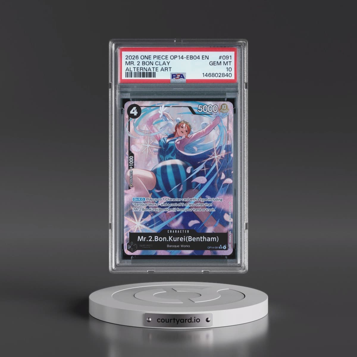 2026 One Piece OP14-EB04-the Azure Sea's Seven #091 Mr. 2 Bon Clay - Alternate Art (PSA 10 GEM MINT)