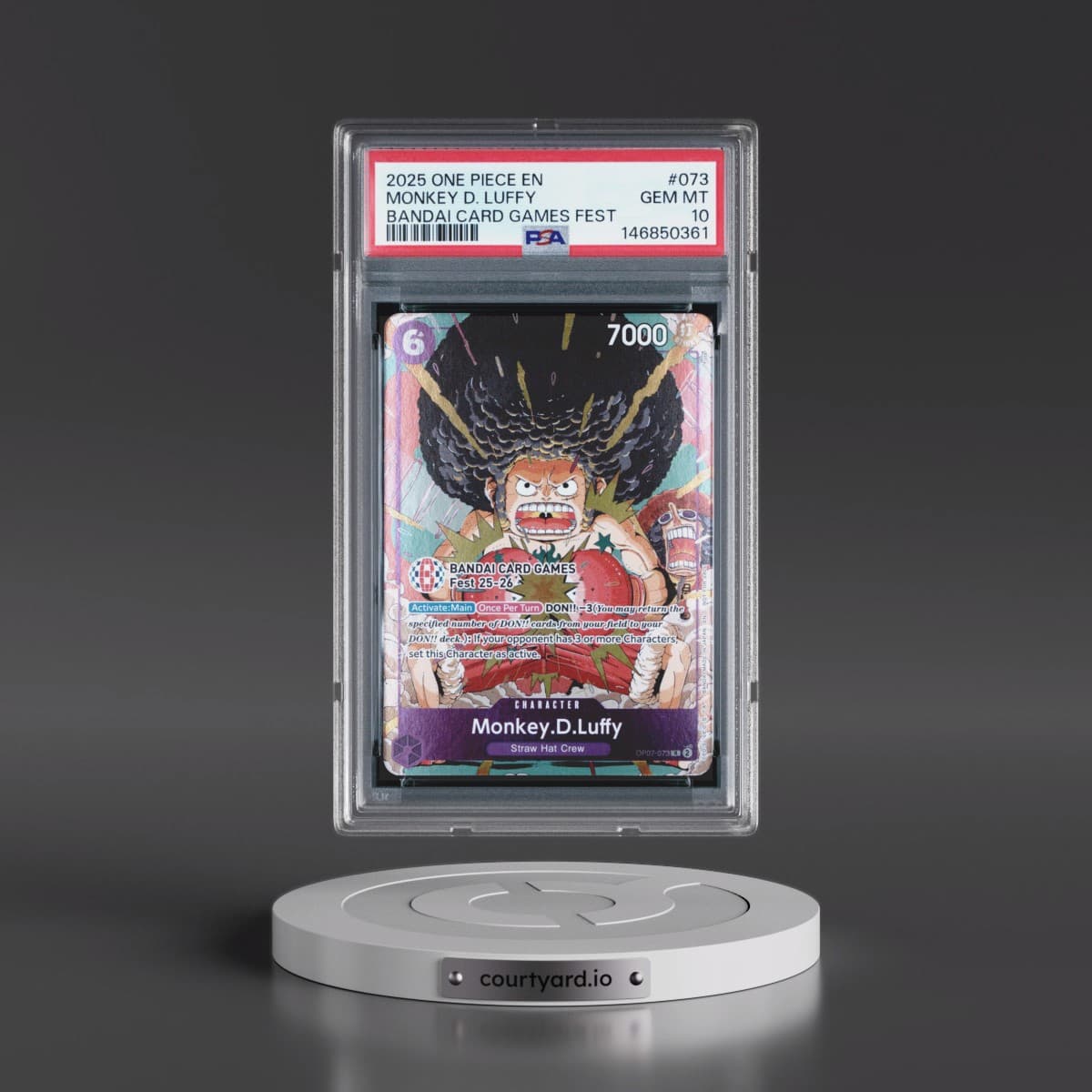2025 One Piece Promos #073 Monkey D. Luffy - Bandai Card Games Fest (PSA 10 GEM MINT)