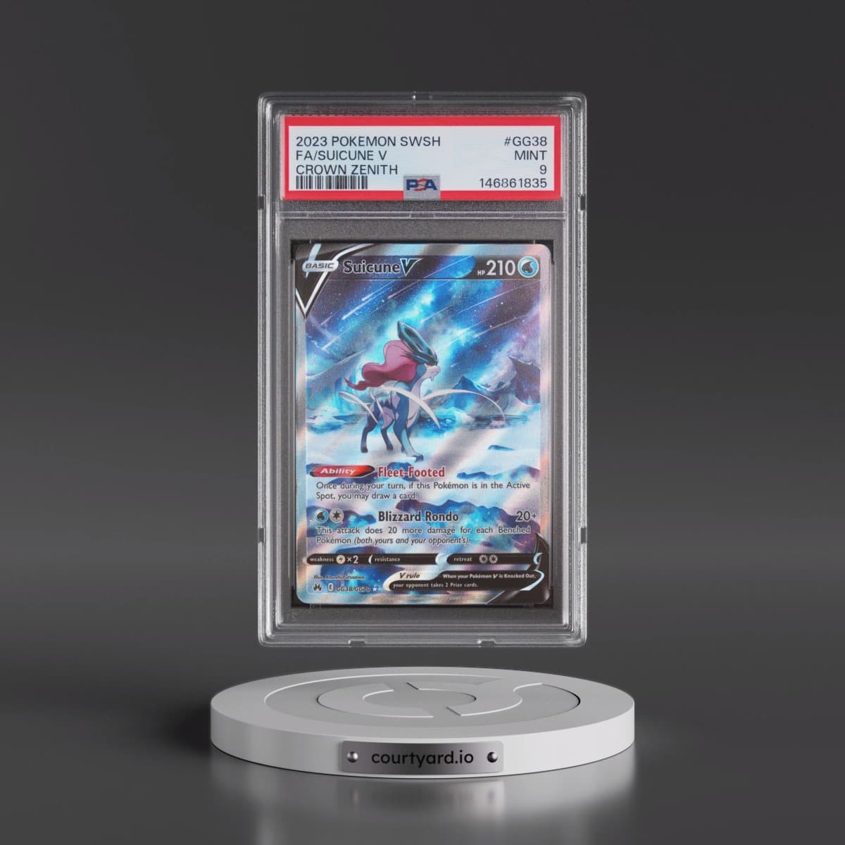 2023 Pokémon Sword and Shield Crown Zenith #GG38 Suicune V - Holo Full Art (PSA 9 MINT)