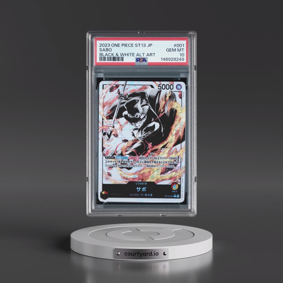 2023 One Piece Japanese Ultimate Deck ST13-the Three Brothers #001 Sabo - Black & White Alternate Art (PSA 10 GEM MINT)