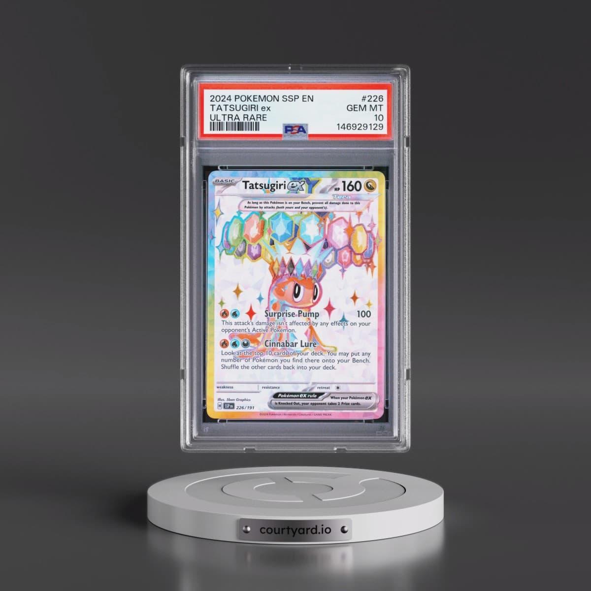 2024 Pokémon Ssp EN-Surging Sparks #226 Tatsugiri EX - Holo Ultra Rare (PSA 10 GEM MINT)