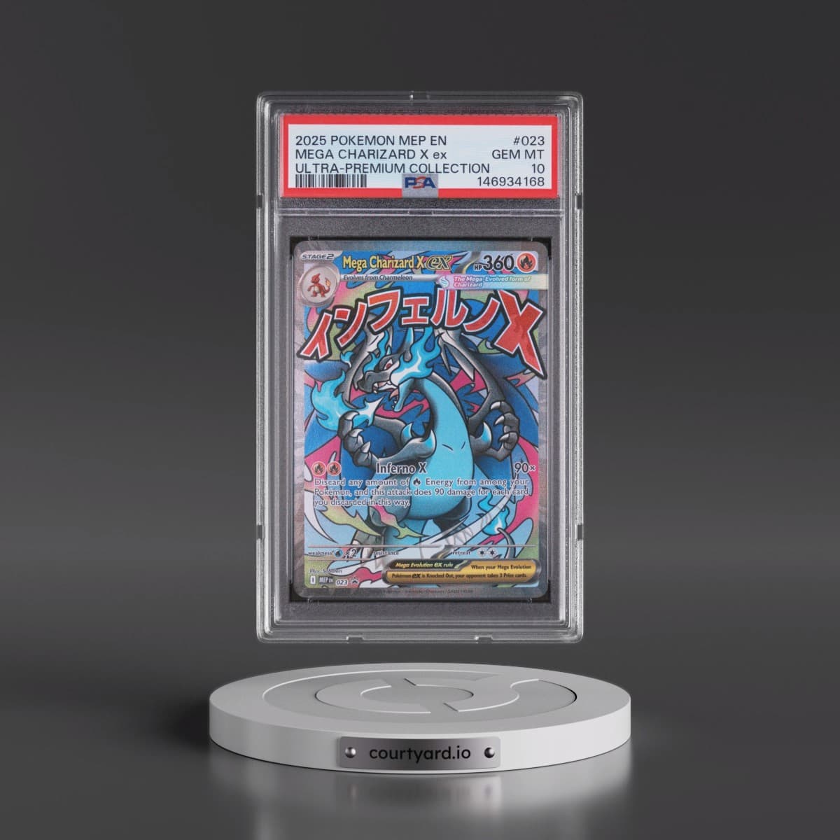 2025 Pokémon Mep EN-Me Black Star Promo #023 Mega Charizard X EX - Holo Mega Charizard X EX Ultra-Premium Collection (PSA 10 GEM MINT)
