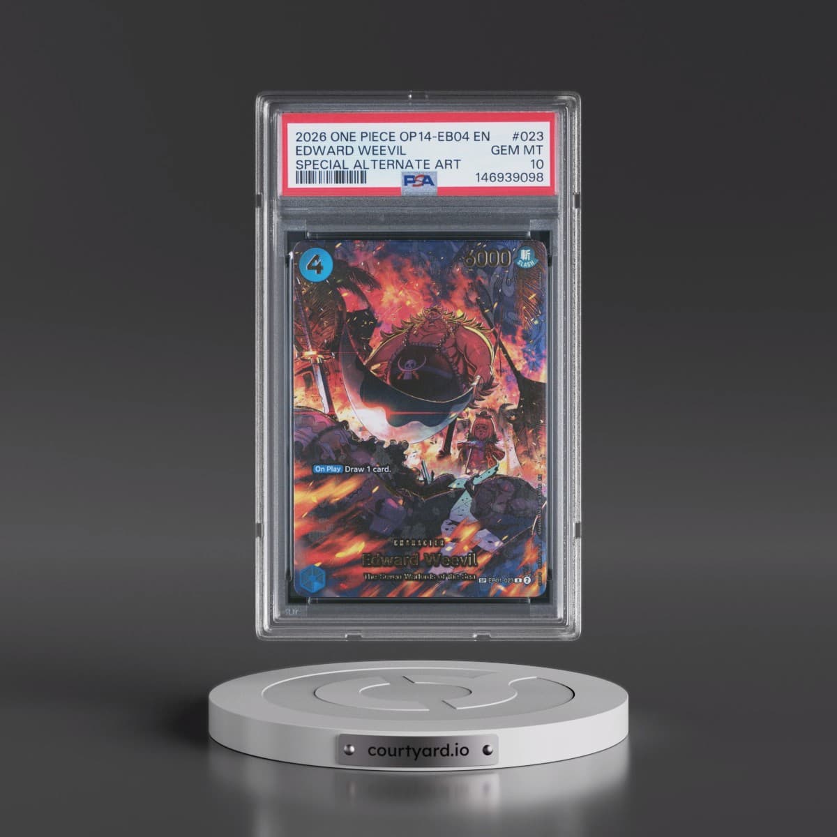 2026 One Piece OP14-EB04-the Azure Sea's Seven #023 Edward Weevil - Special Alternate Art (PSA 10 GEM MINT)