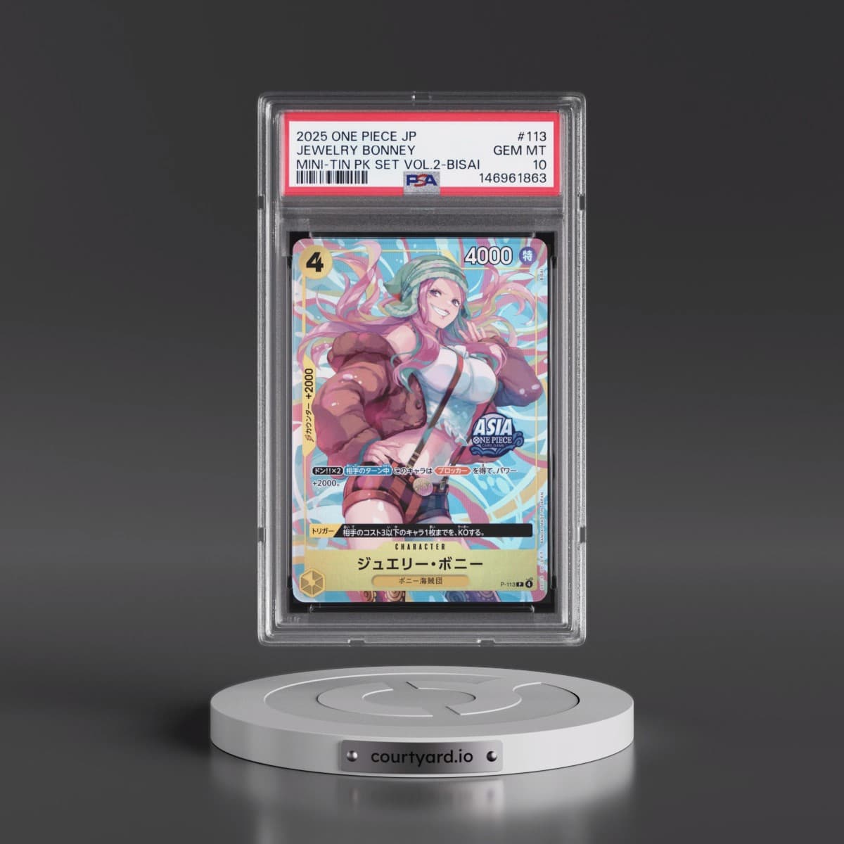 2025 One Piece Japanese Mini-Tin Pack Set Vol.2 #113 Jewelry Bonney - Bisai (PSA 10 GEM MINT)