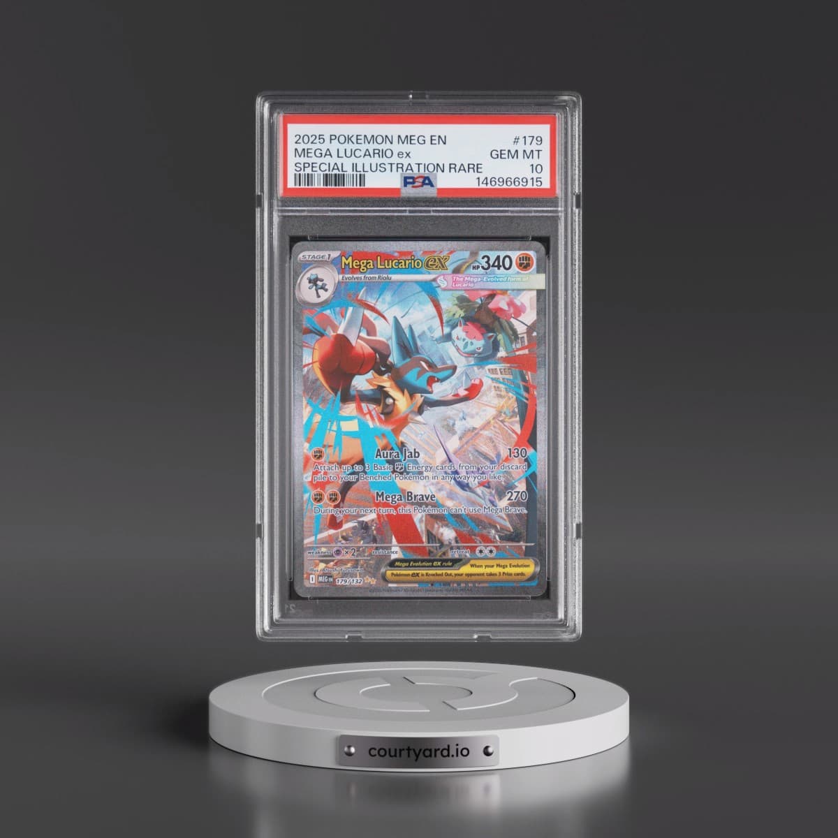 2025 Pokémon Meg EN-Mega Evolution #179 Mega Lucario EX - Holo Special Illustration Rare (PSA 10 GEM MINT)