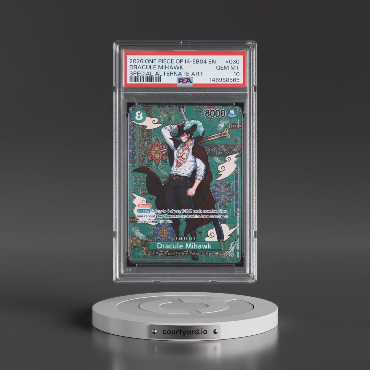 2026 One Piece OP14-EB04-the Azure Sea's Seven #030 Dracule Mihawk - Special Alternate Art (PSA 10 GEM MINT)