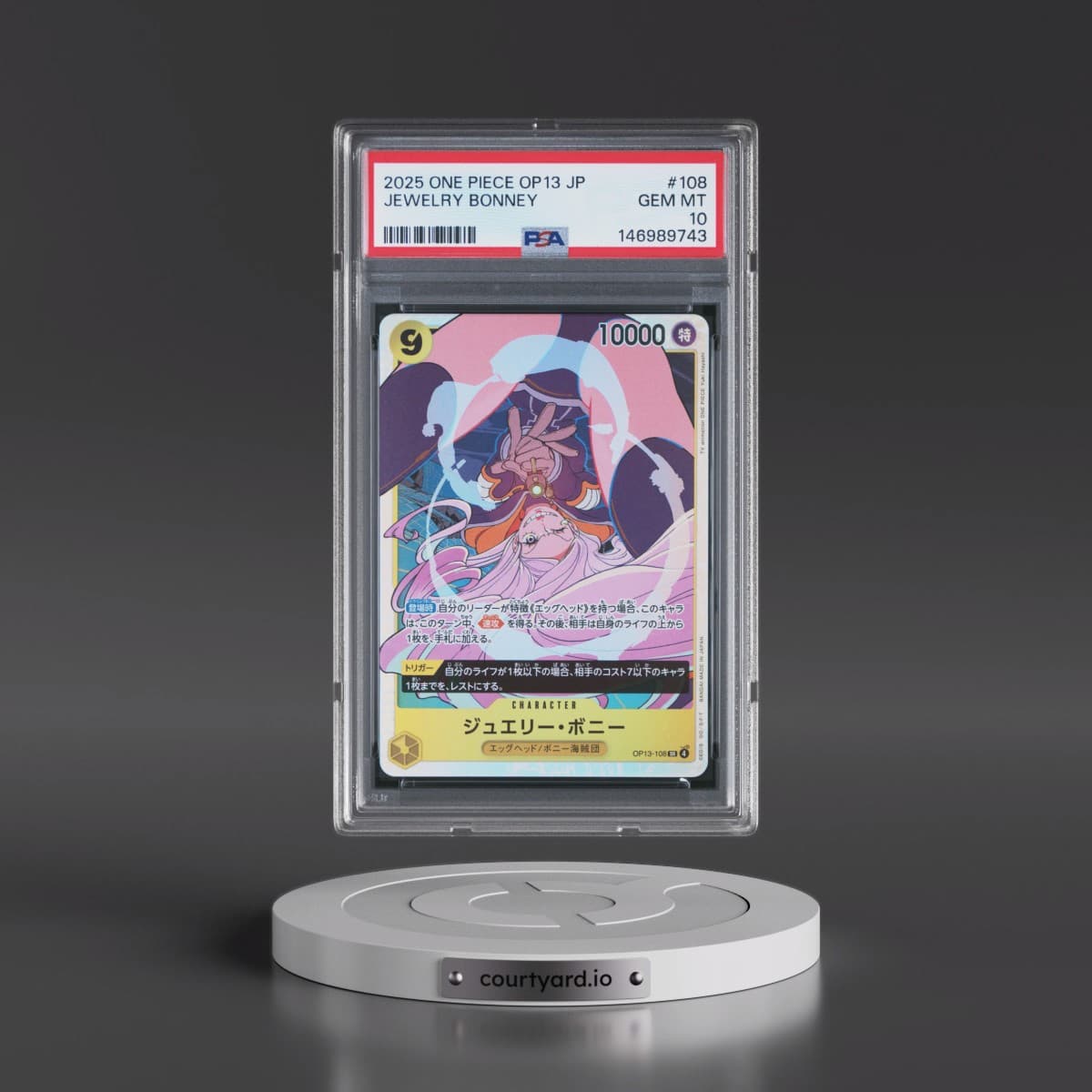 2025 One Piece Japanese OP13-Carrying on His Will #108 Jewelry Bonney (PSA 10 GEM MINT)