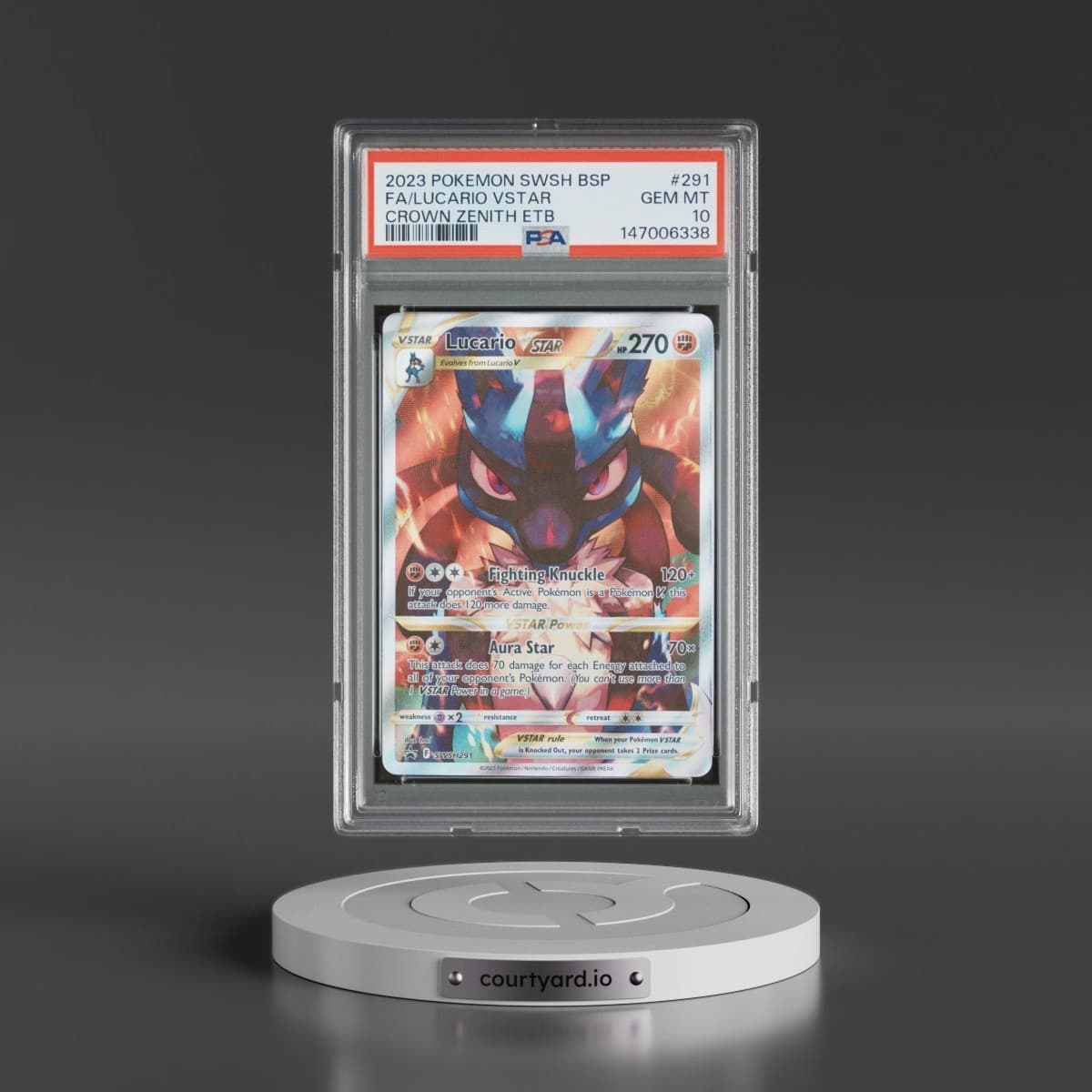 2023 Pokémon Swsh Black Star Promo #291 Lucario Vstar - Full Art Crown Zenith Elite Trainer Box (PSA 10 GEM MINT)