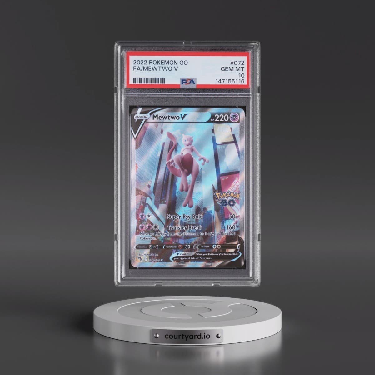 2022 Pokémon Go #072 Mewtwo V - Holo Full Art (PSA 10 GEM MINT)