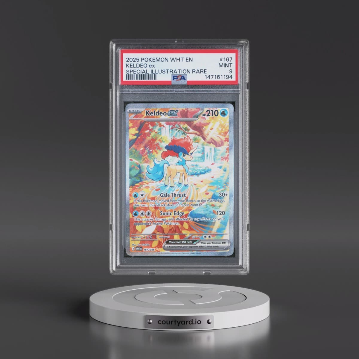 2025 Pokémon Wht EN-White Flare #167 Keldeo EX - Holo Special Illustration Rare (PSA 9 MINT)