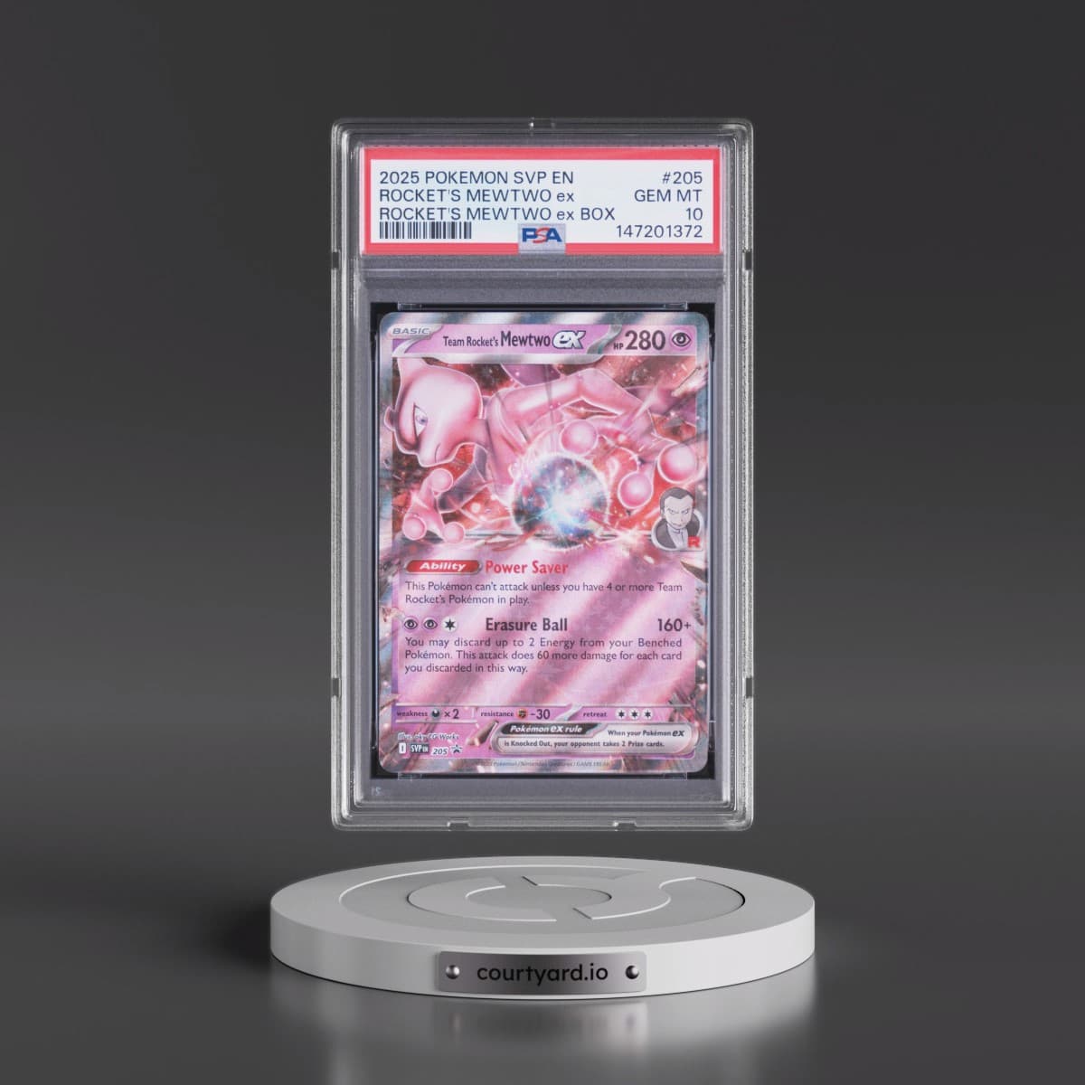 2025 Pokémon Svp EN-SV Black Star Promo #205 Team Rocket's Mewtwo EX - Holo Team Rocket's Mewtwo EX Box (PSA 10 GEM MINT)