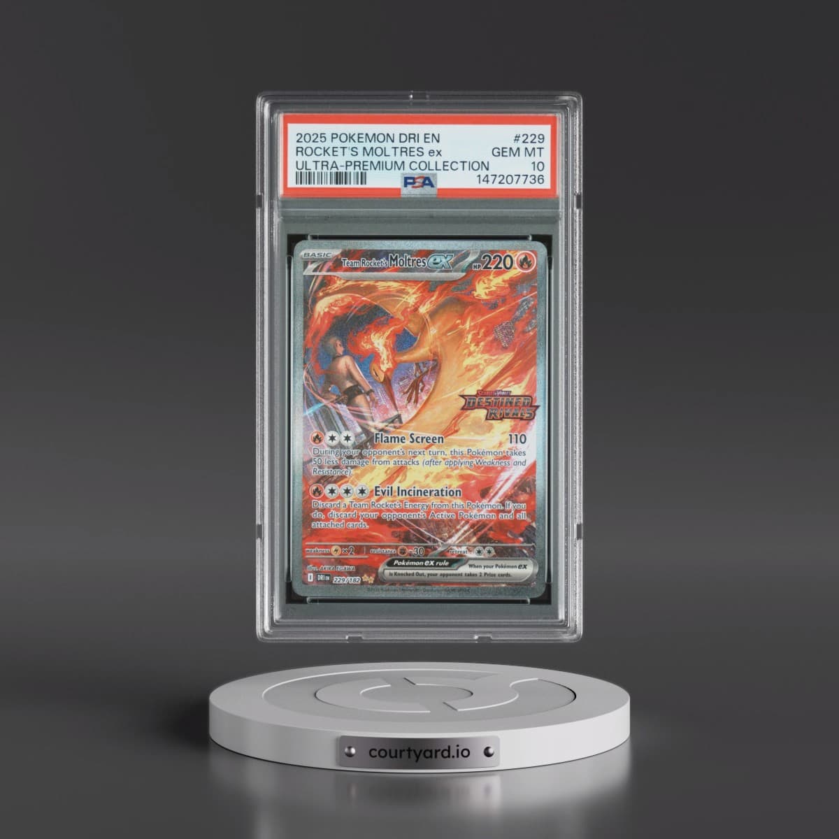 2025 Pokémon Dri EN-Destined Rivals #229 Team Rocket's Moltres EX - Holo Team Rocket's Moltres EX Ultra-Premium Collection (PSA 10 GEM MINT)