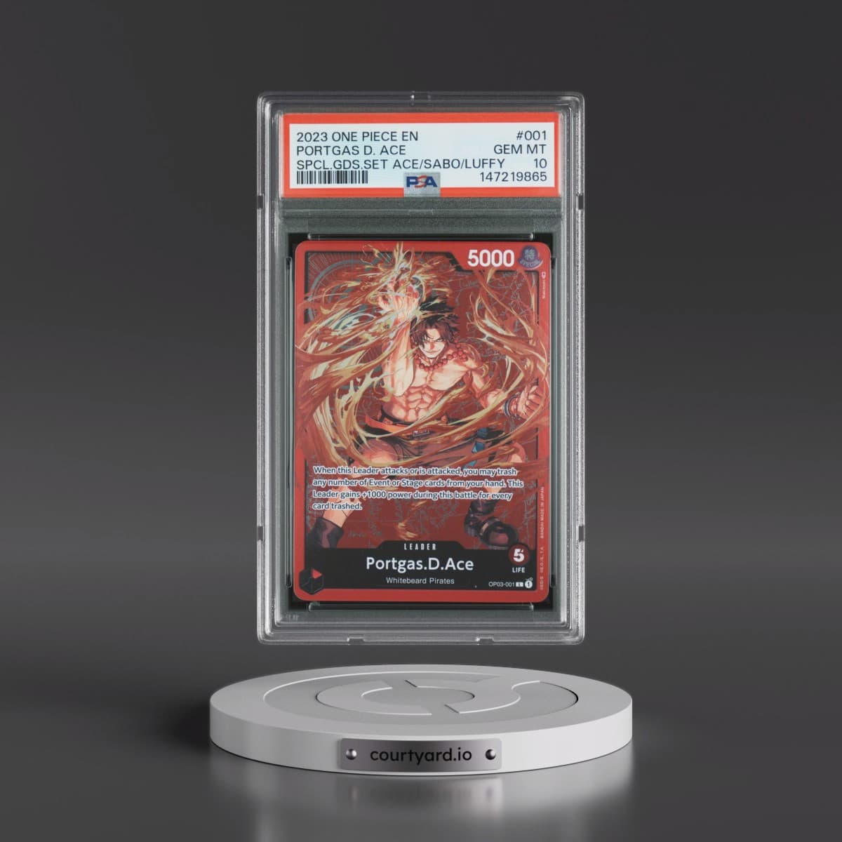 2023 One Piece Promos #001 Portgas D. Ace - Special Goods Set -Ace/Sabo/Luffy (PSA 10 GEM MINT)