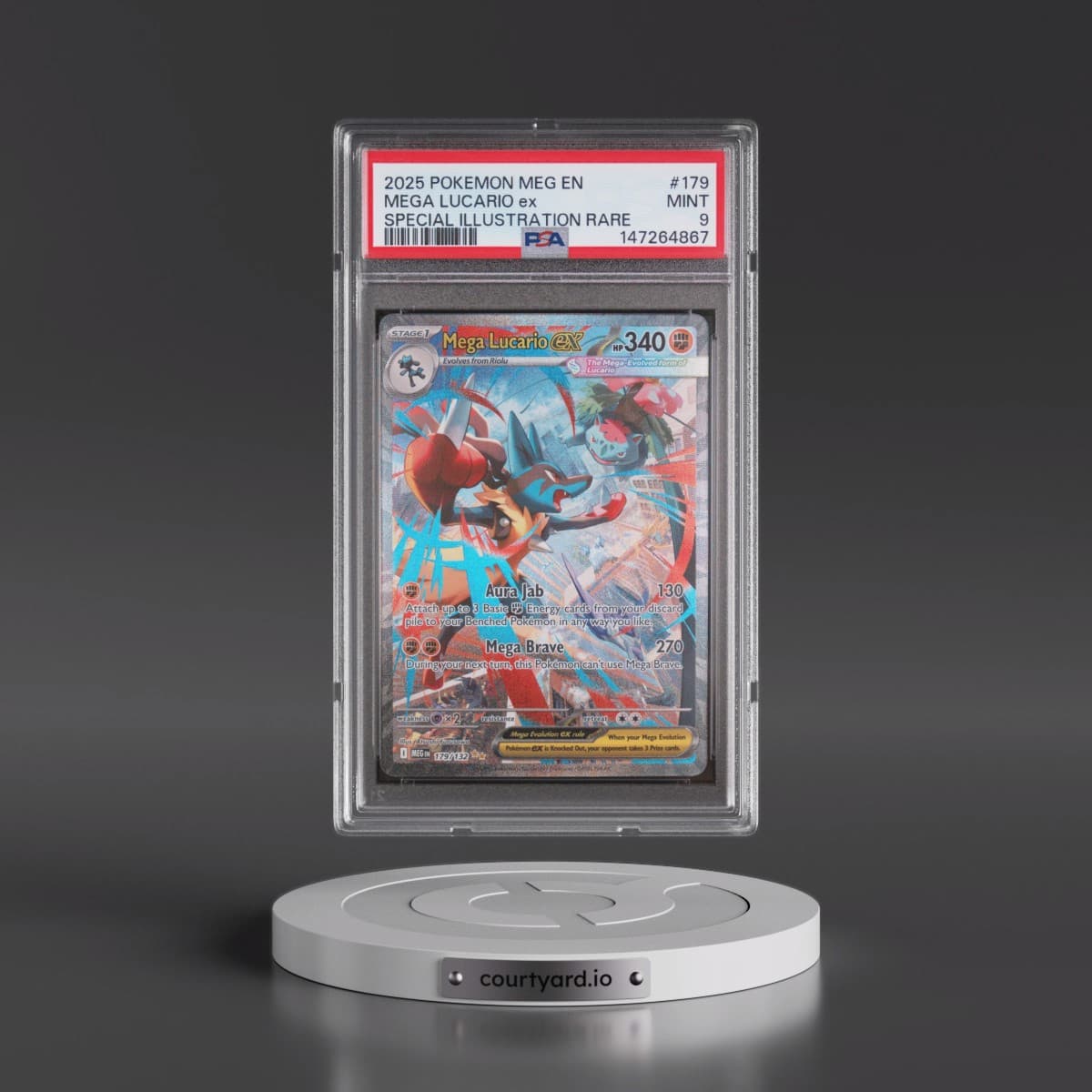 2025 Pokémon Meg EN-Mega Evolution #179 Mega Lucario EX - Holo Special Illustration Rare (PSA 9 MINT)