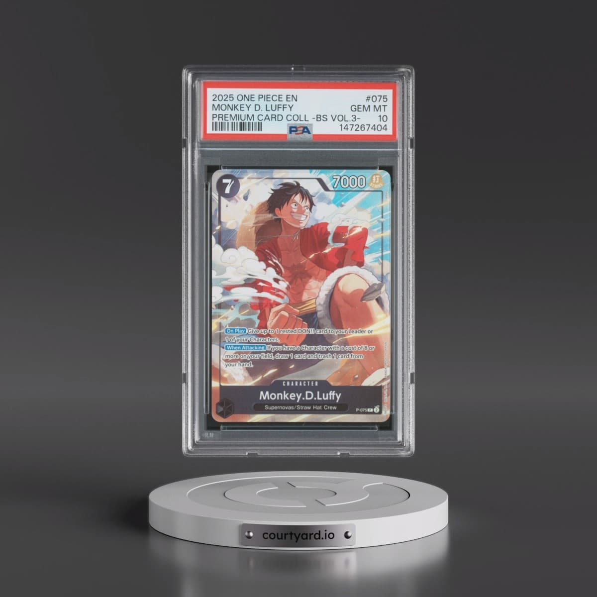 2025 One Piece Premium Card Collection -Best Selection Vol.3 #075 Monkey D. Luffy (PSA 10 GEM MINT)