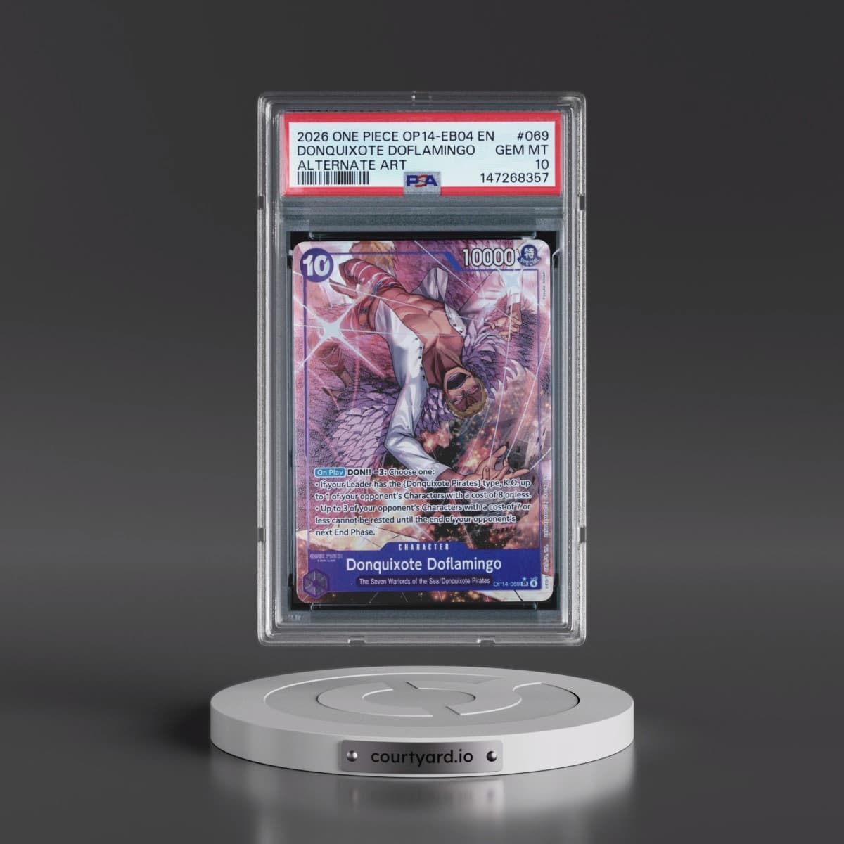 2026 One Piece OP14-EB04-the Azure Sea's Seven #069 Donquixote Doflamingo - Alternate Art (PSA 10 GEM MINT)
