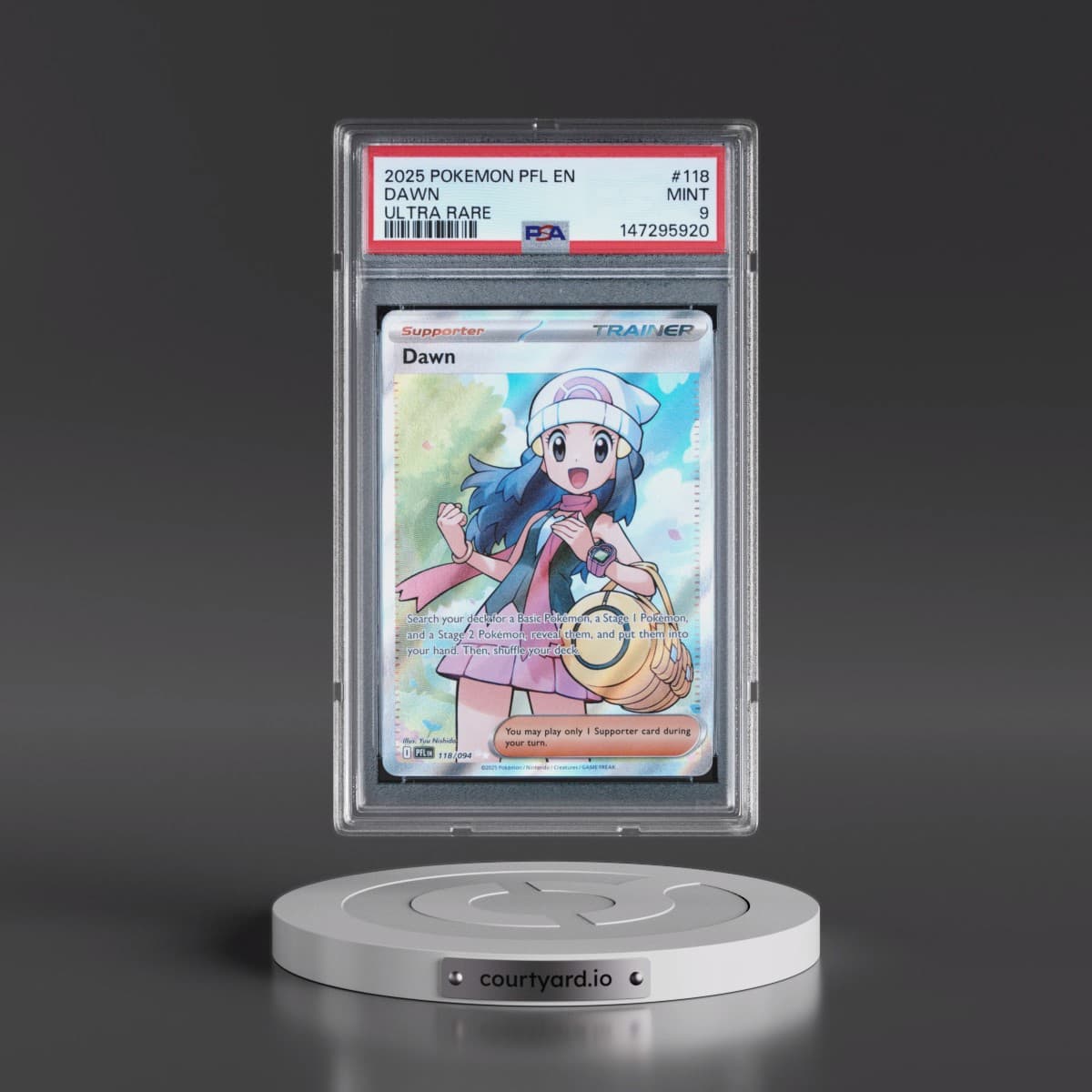2025 Pokémon Pfl EN-Phantasmal Flames #118 Dawn - Ultra Rare (PSA 9 MINT)