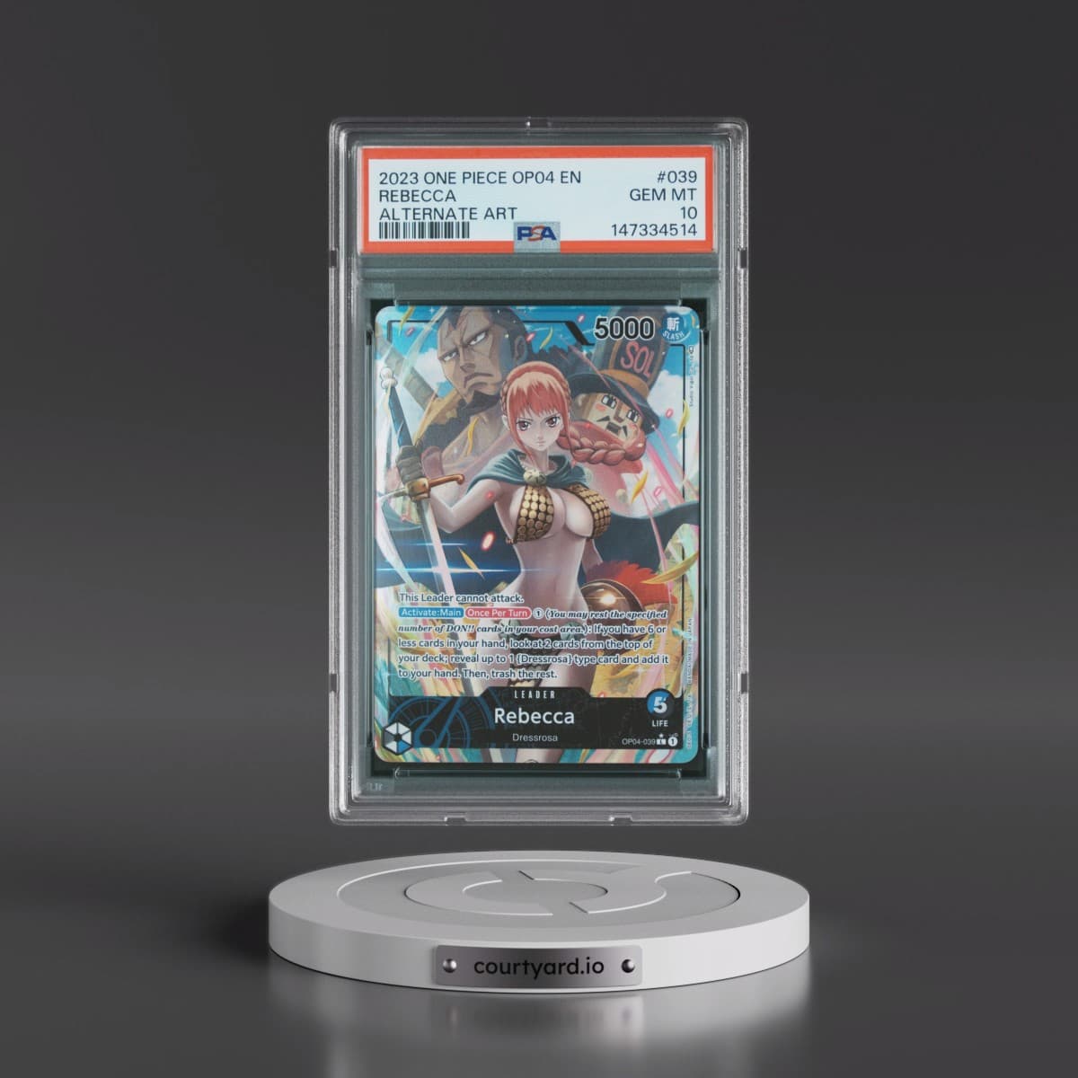 2023 One Piece OP04-Kingdoms of Intrigue #039 Rebecca - Alternate Art (PSA 10 GEM MINT)