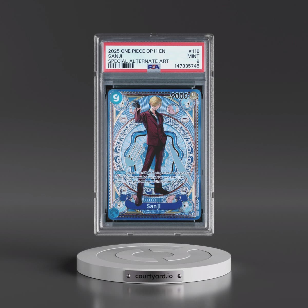 2025 One Piece OP11-A Fist of Divine Speed #119 Sanji - Special Alternate Art (PSA 9 MINT)