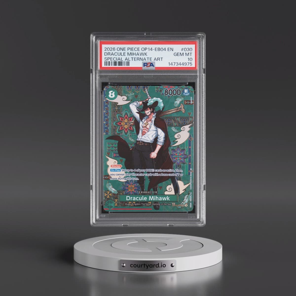 2026 One Piece OP14-EB04-the Azure Sea's Seven #030 Dracule Mihawk - Special Alternate Art (PSA 10 GEM MINT)