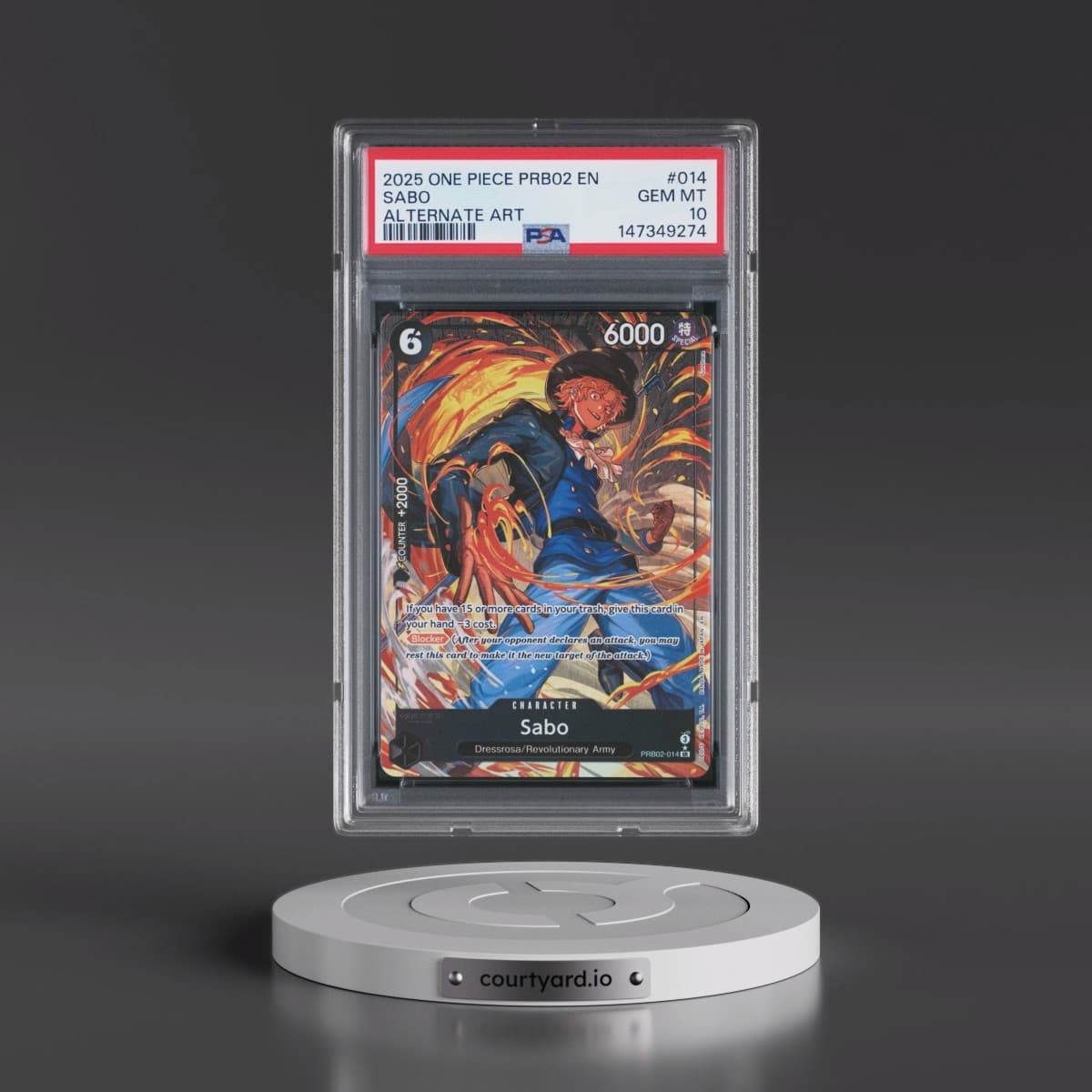 2025 One Piece PRB02-Premium Booster -One Piece Card the Best- Vol.2 #014 Sabo - Alternate Art (PSA 10 GEM MINT)
