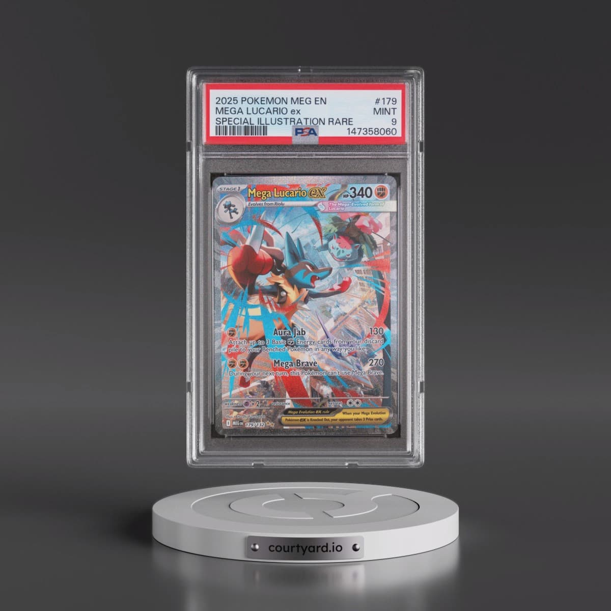 2025 Pokémon Meg EN-Mega Evolution #179 Mega Lucario EX - Holo Special Illustration Rare (PSA 9 MINT)