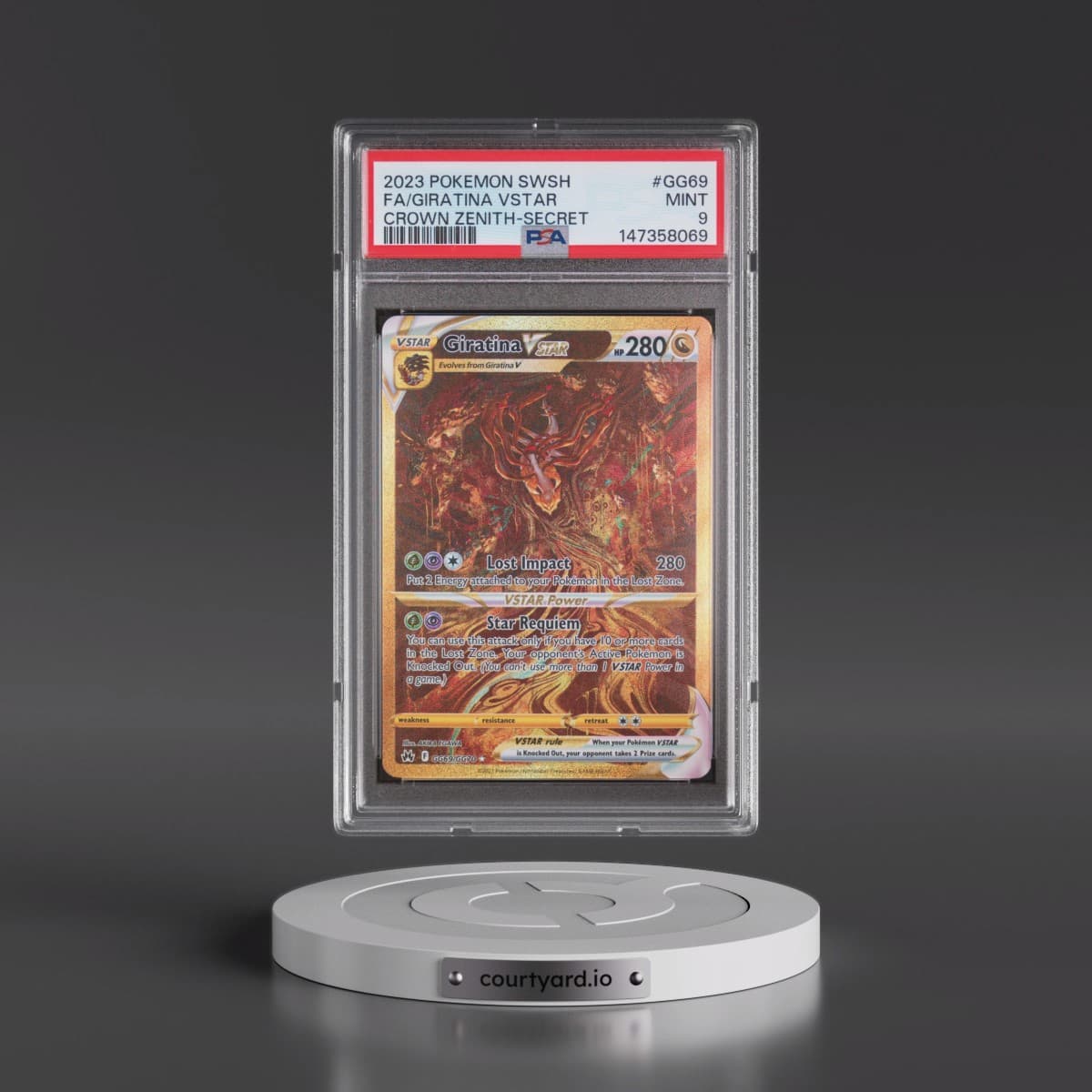 2023 Pokémon Sword and Shield Crown Zenith #GG69 Giratina Vstar - Full Art Secret (PSA 9 MINT)