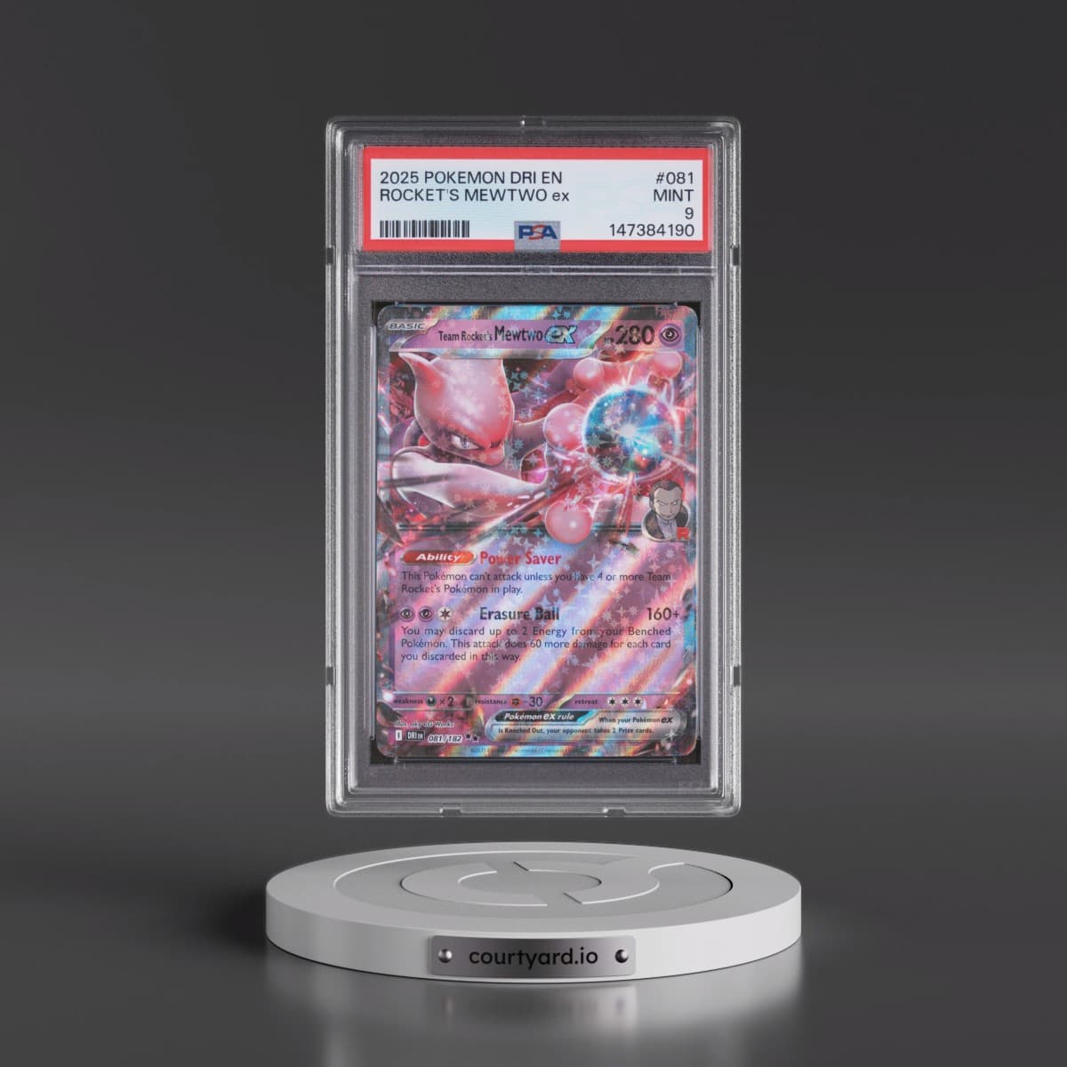 2025 Pokémon Dri EN-Destined Rivals #081 Team Rocket's Mewtwo EX - Holo (PSA 9 MINT)