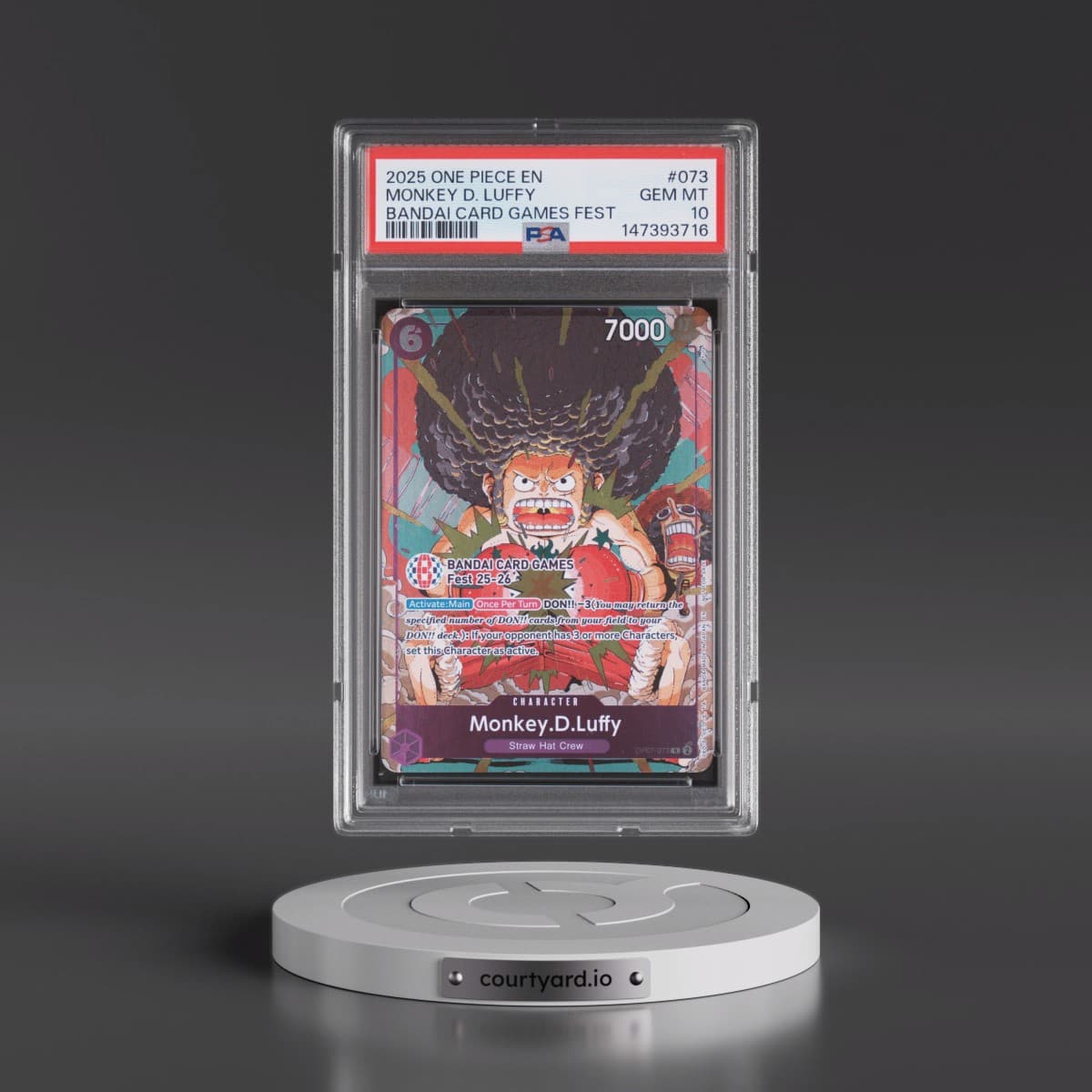 2025 One Piece Promos #073 Monkey D. Luffy - Bandai Card Games Fest (PSA 10 GEM MINT)