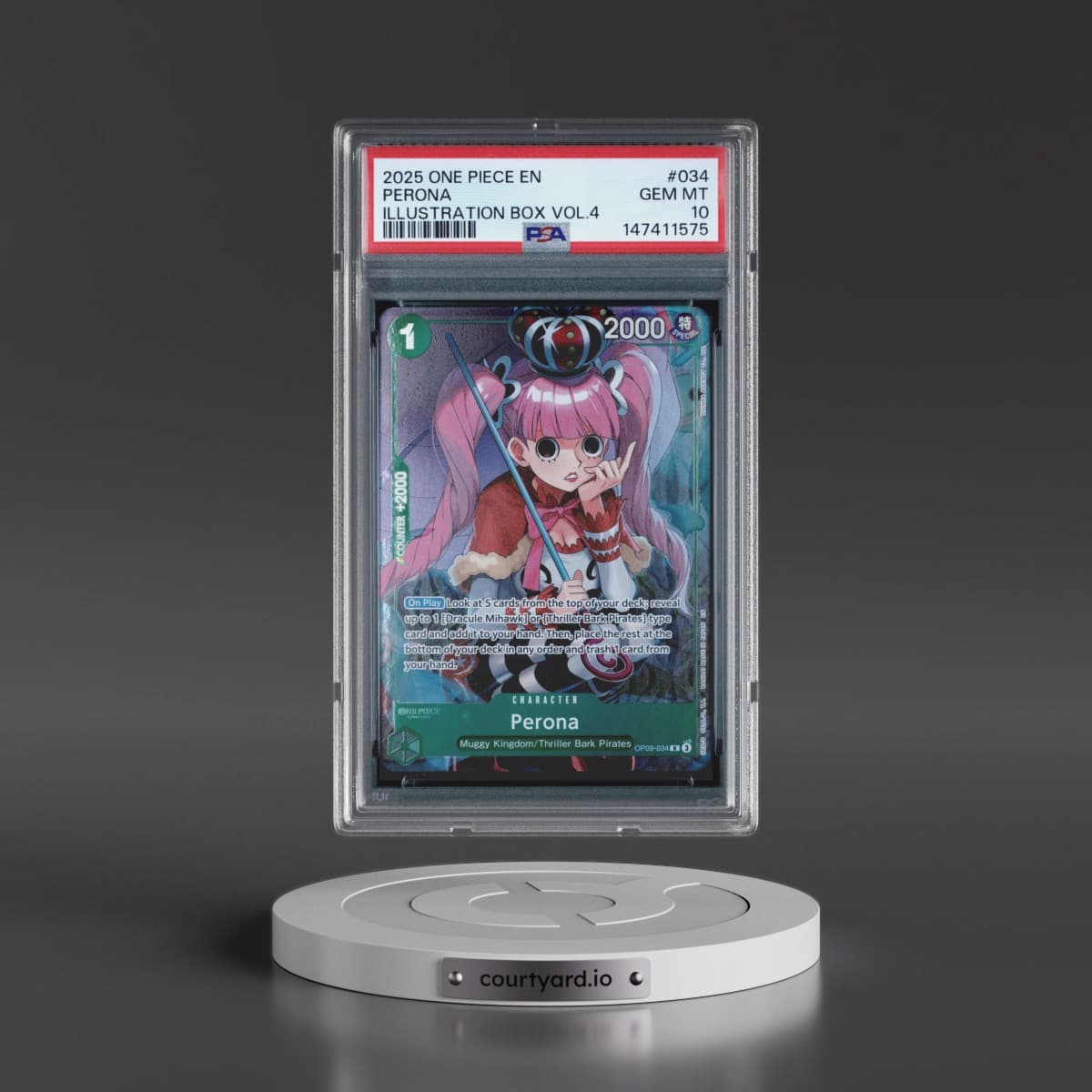 2025 One Piece Promos #034 Perona - Illustration Box Vol.4 (PSA 10 GEM MINT)