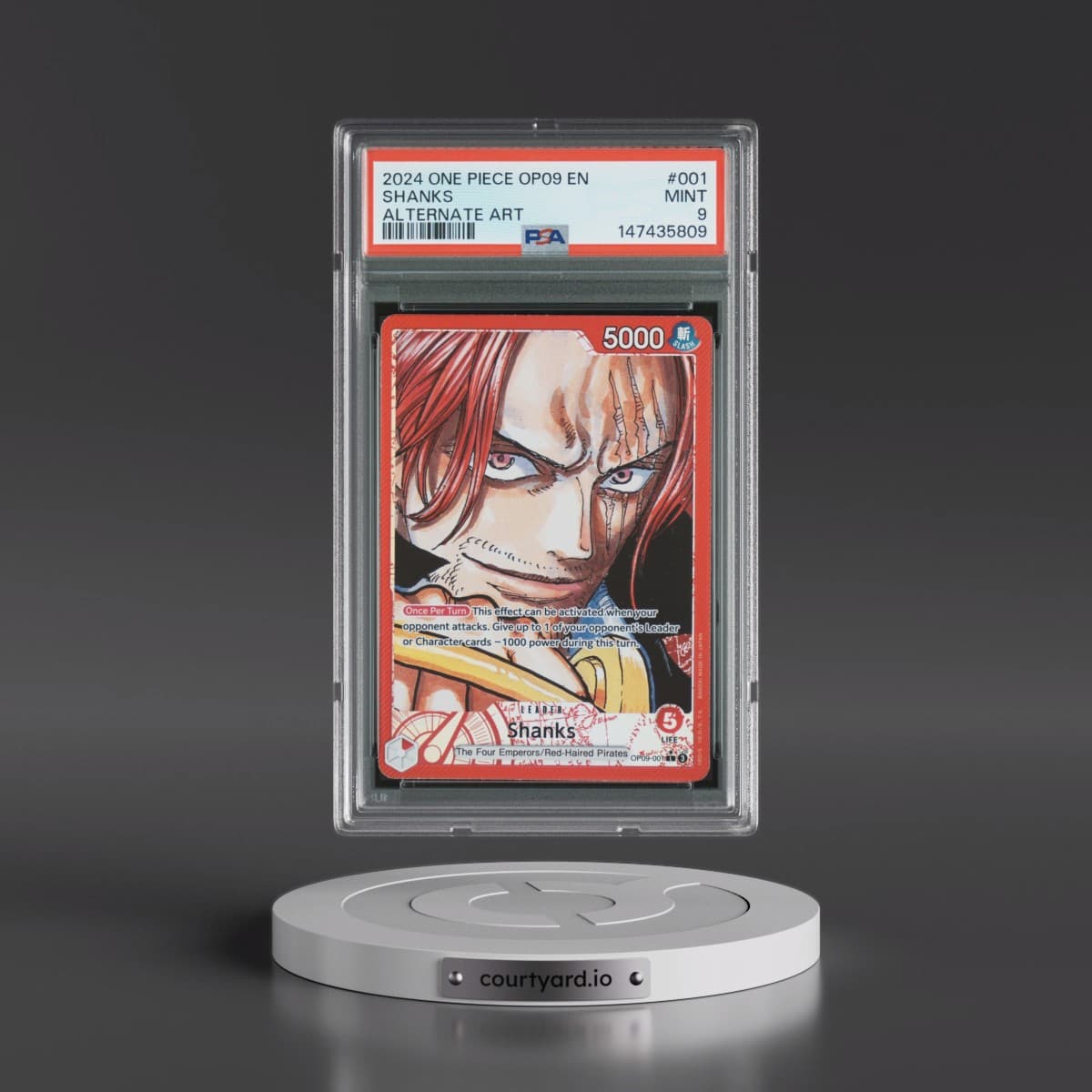 2024 One Piece OP09-Emperors in the New World #001 Shanks - Alternate Art (PSA 9 MINT)