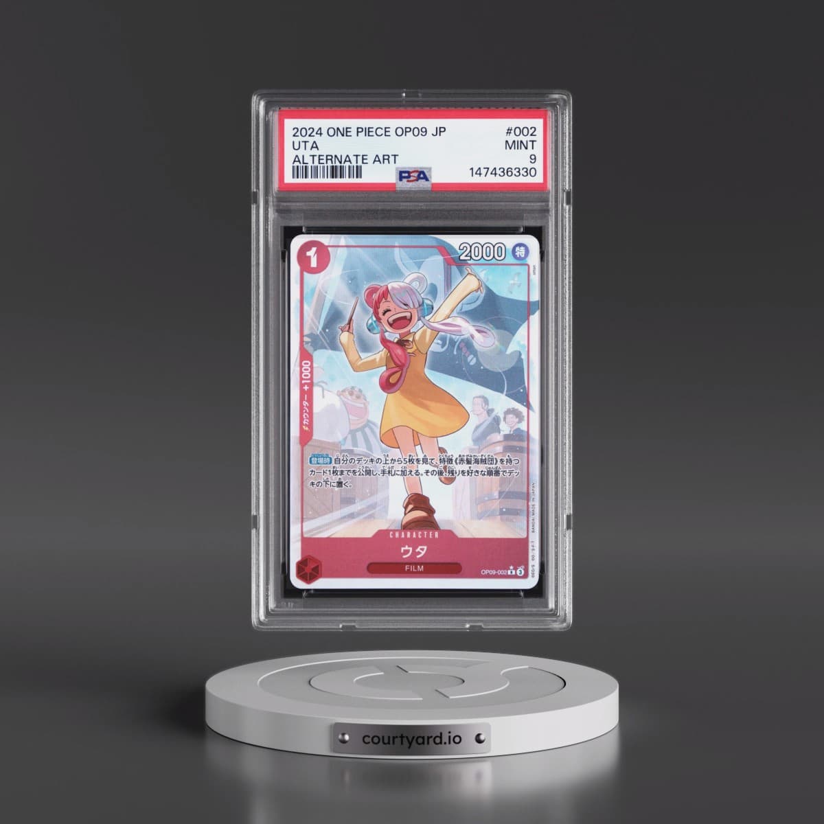 2024 One Piece Japanese OP09-Emperors in the New World #002 Uta - Alternate Art (PSA 9 MINT)